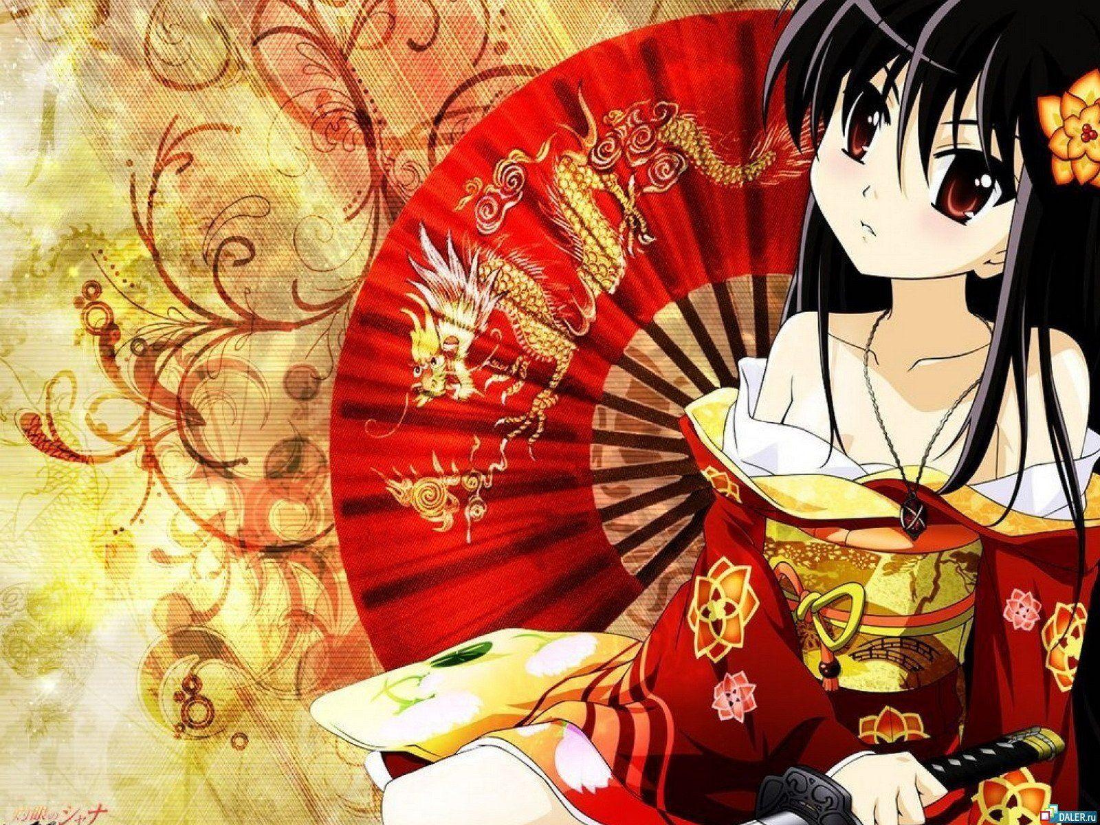 1600x1200 Women Shakugan no Shana samurai Shana geisha Japanese