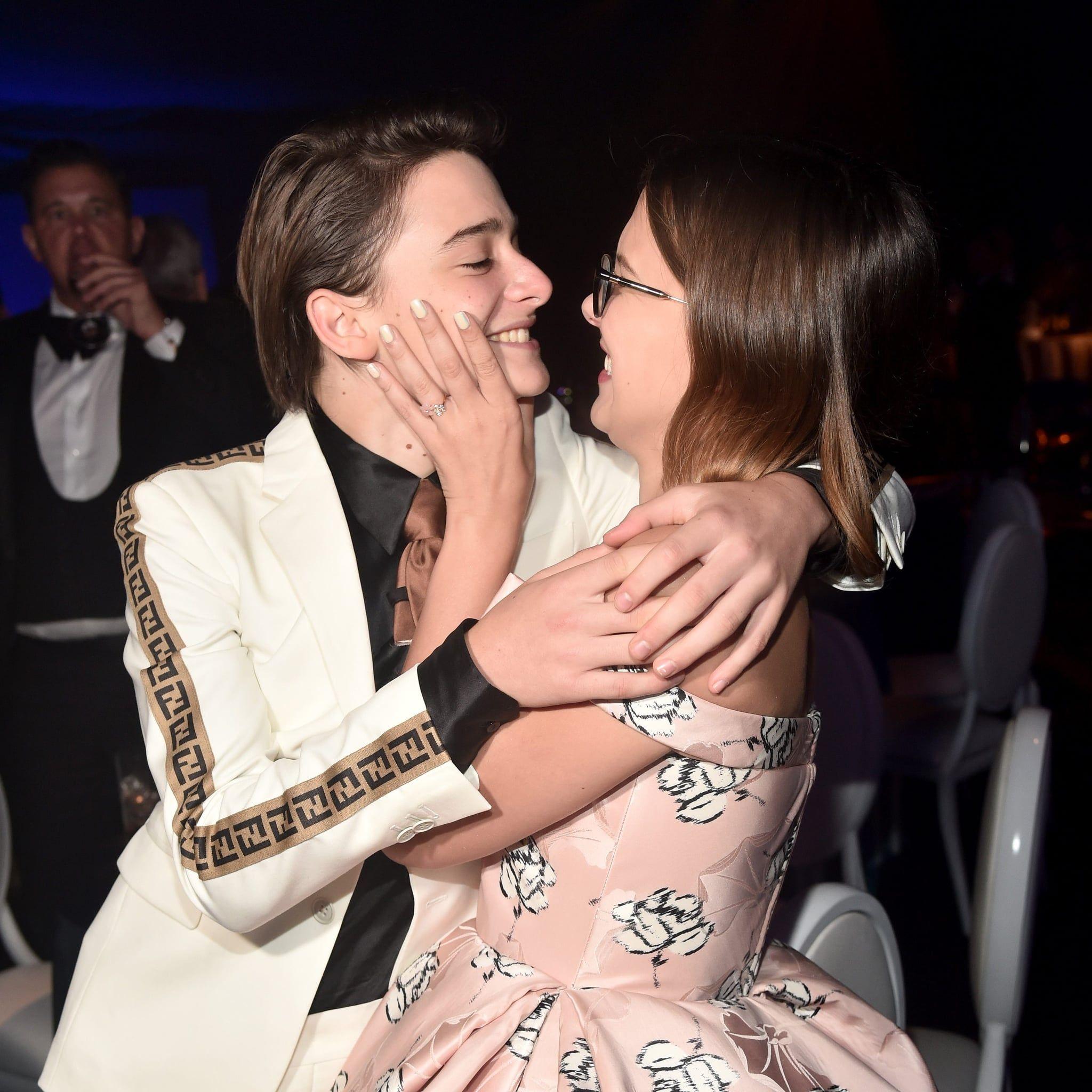2048x2048 Millie Bobby Brown and Noah Schnapp at the 2018 Emmys