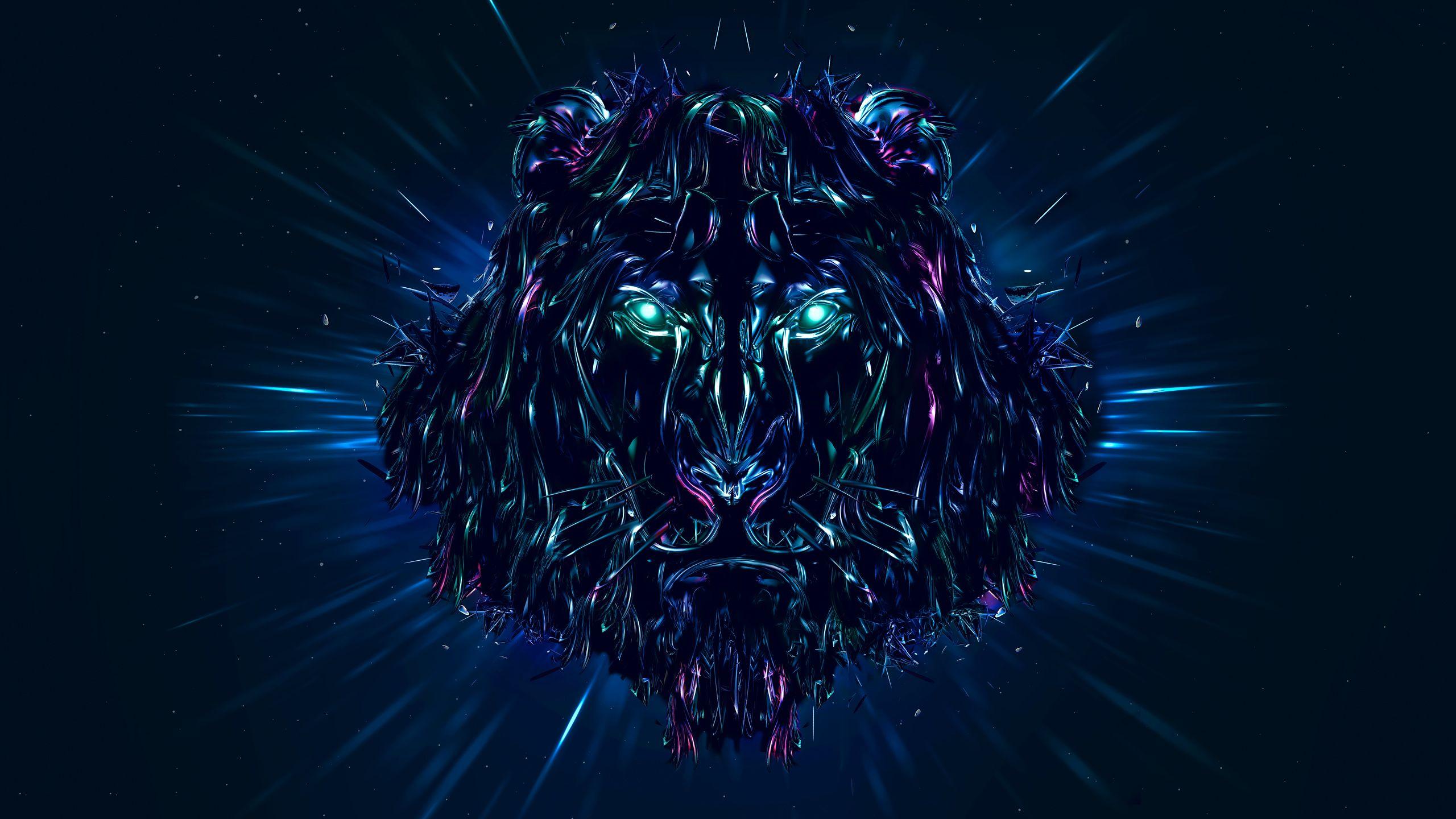 Blue Lion - Lion Face Wallpaper Download | MobCup