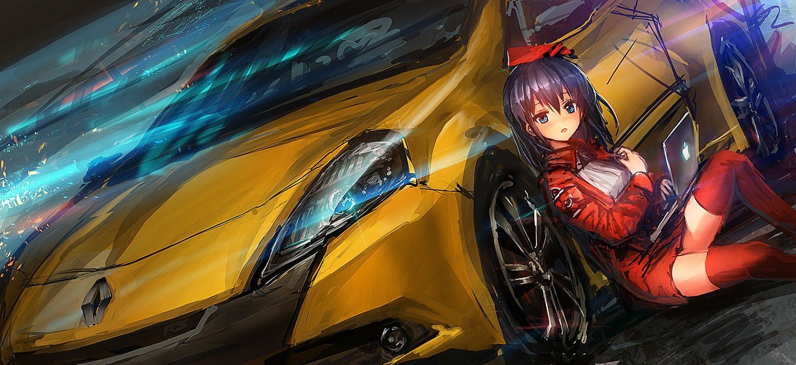 1600x734 Anime Cars Wallpaper