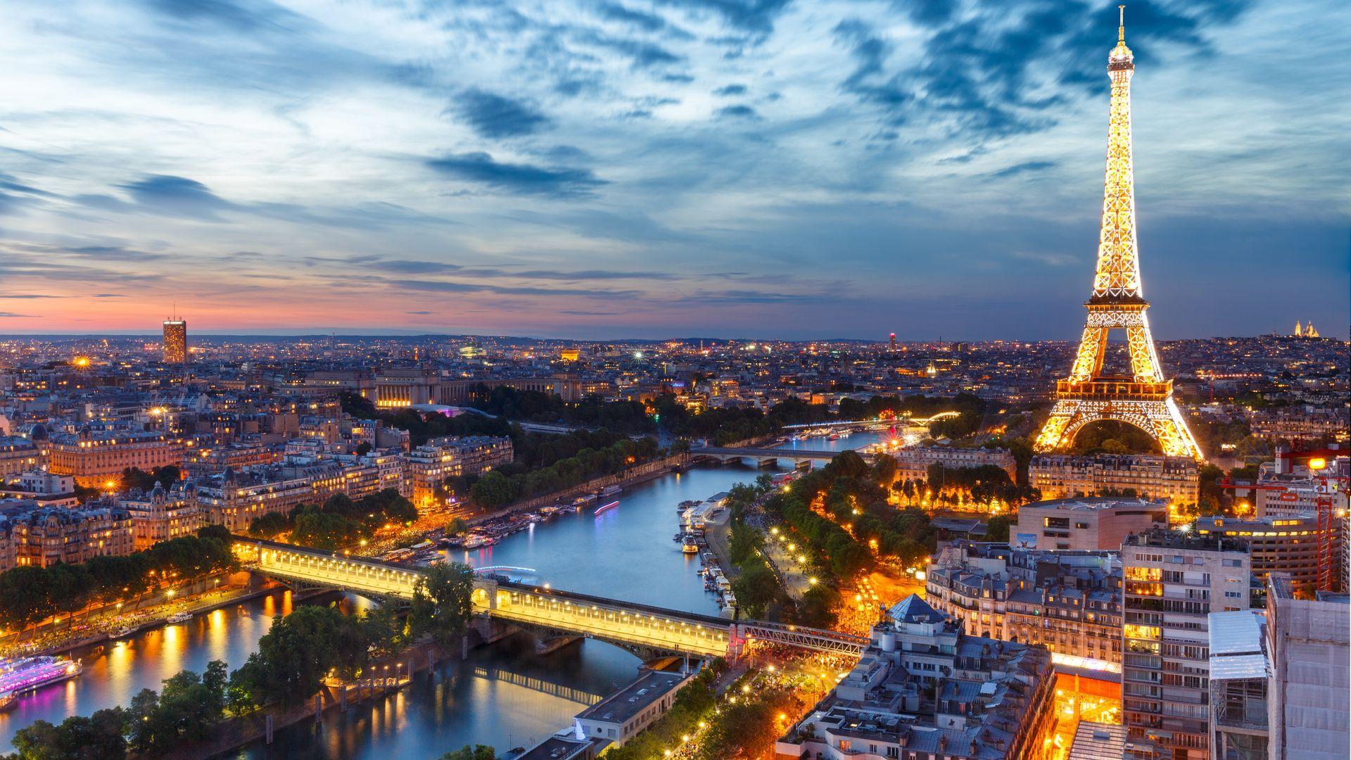 1920x1080 Eiffel Tower Paris Night Light View Wallpaper