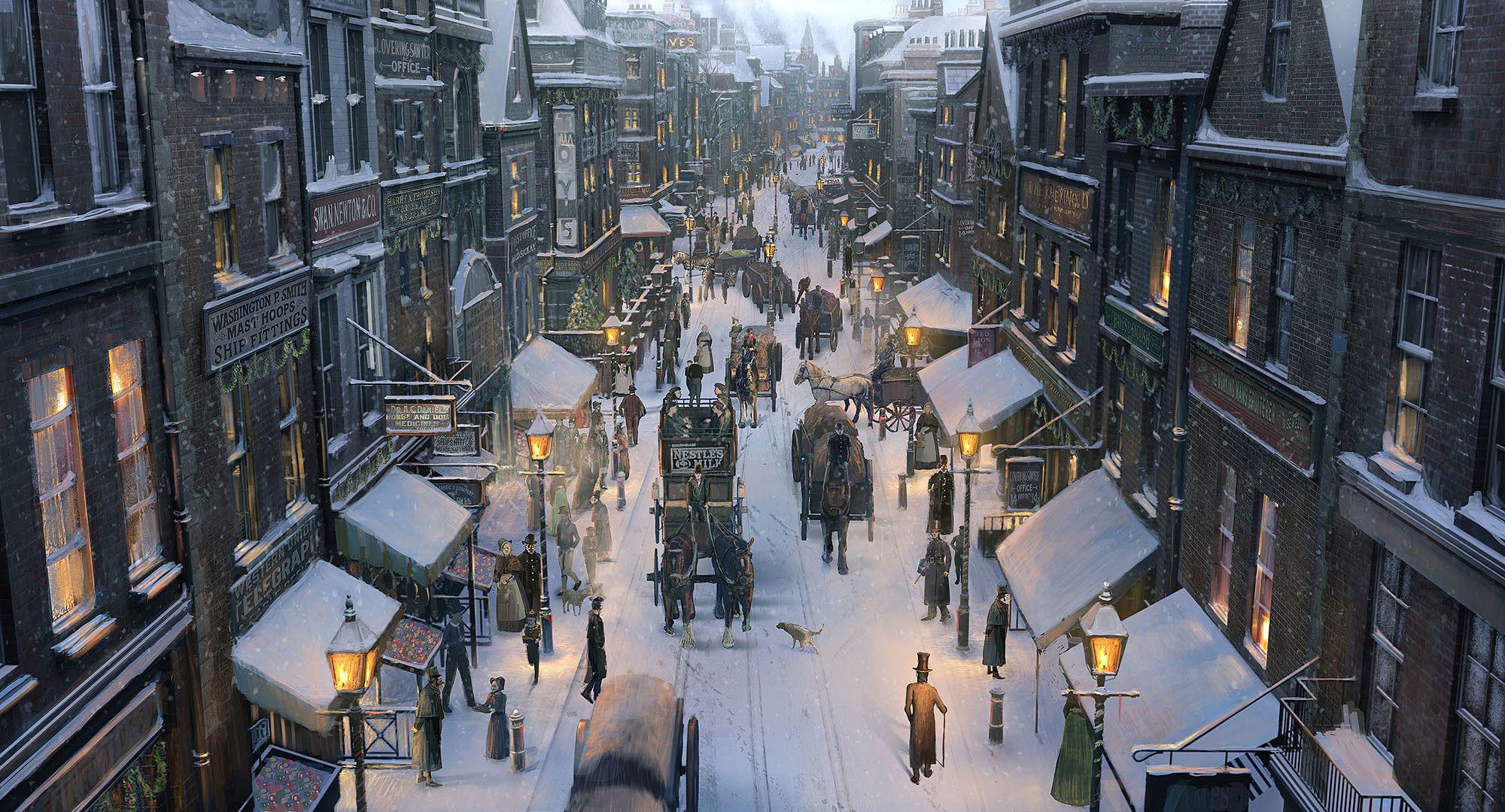2000x1080 Snow in City Wallpaper