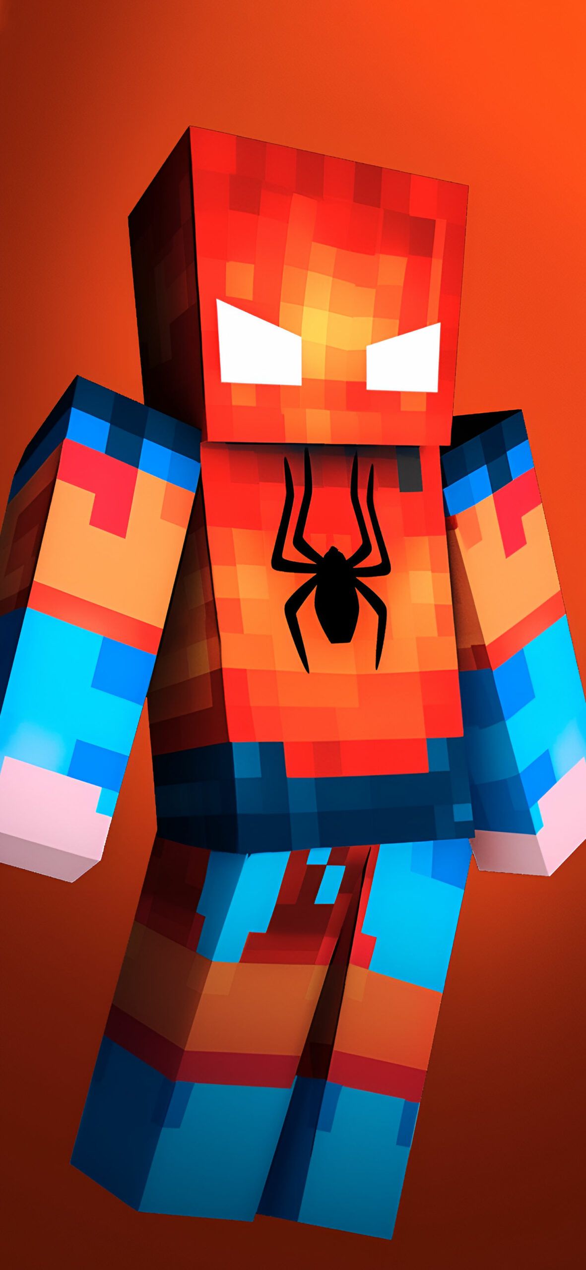 1181x2560 Spider Man Minecraft Art Wallpaper
