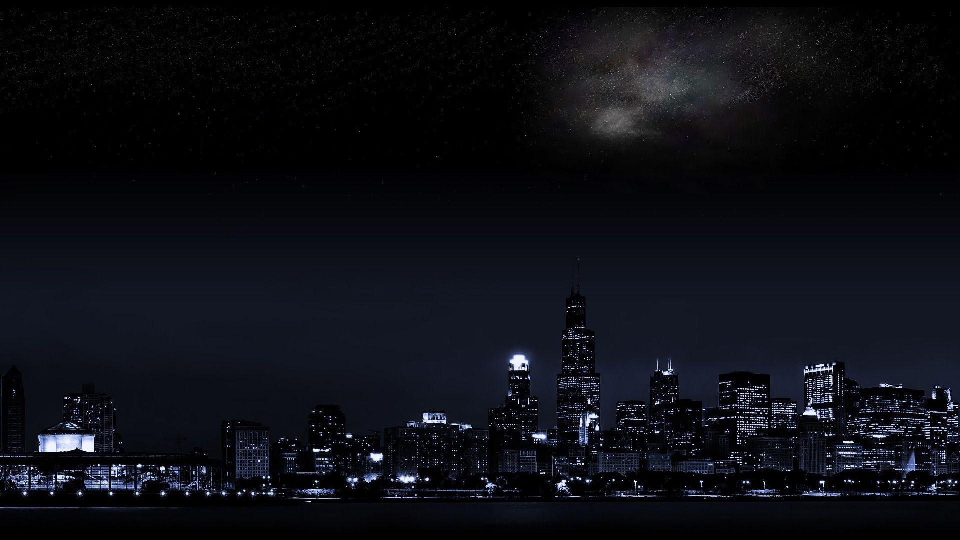 chicago city night view wallpaper