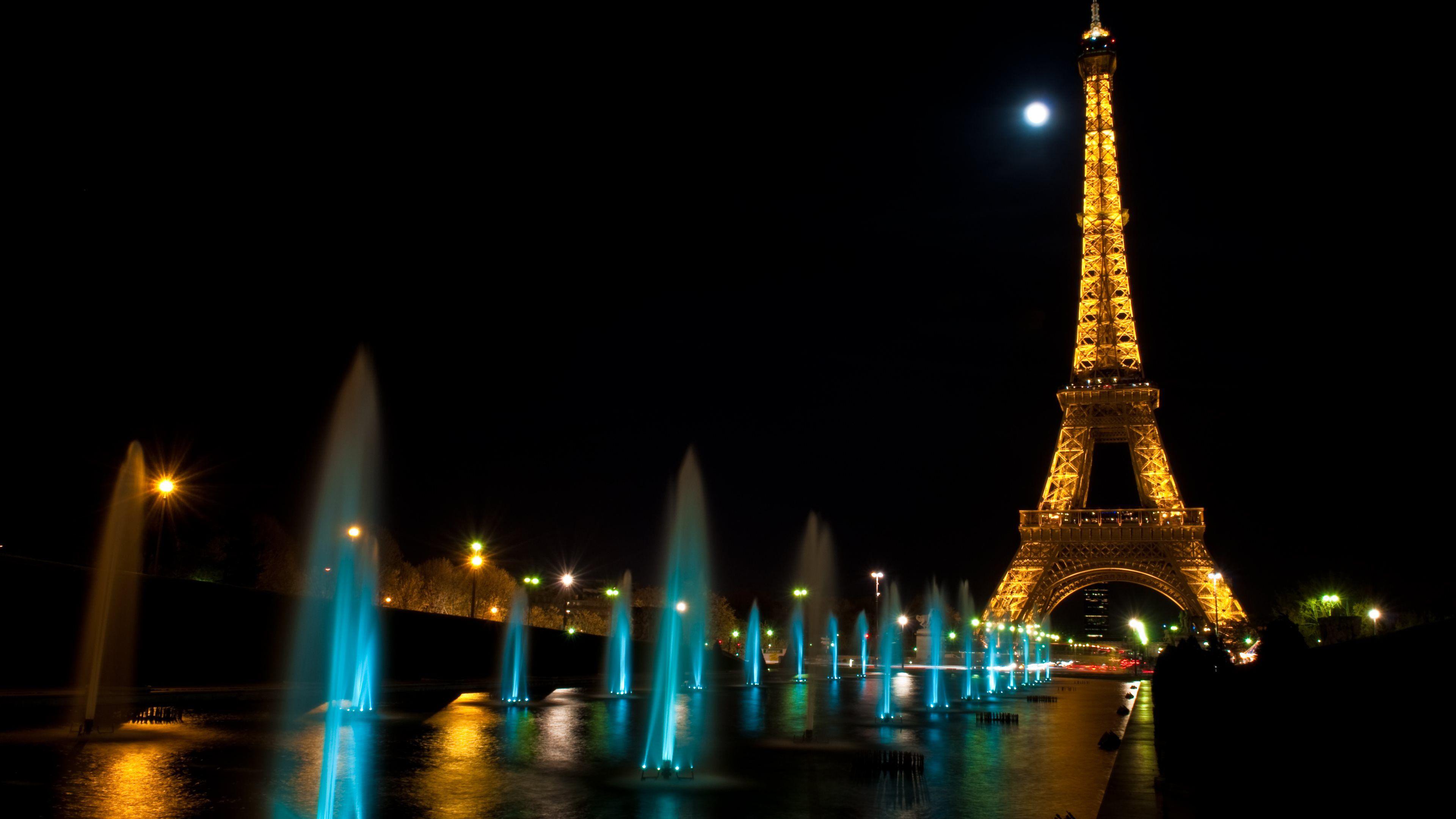 3840x2160 Tháp Eiffel Đêm Hình nền HD - Tháp Eiffel