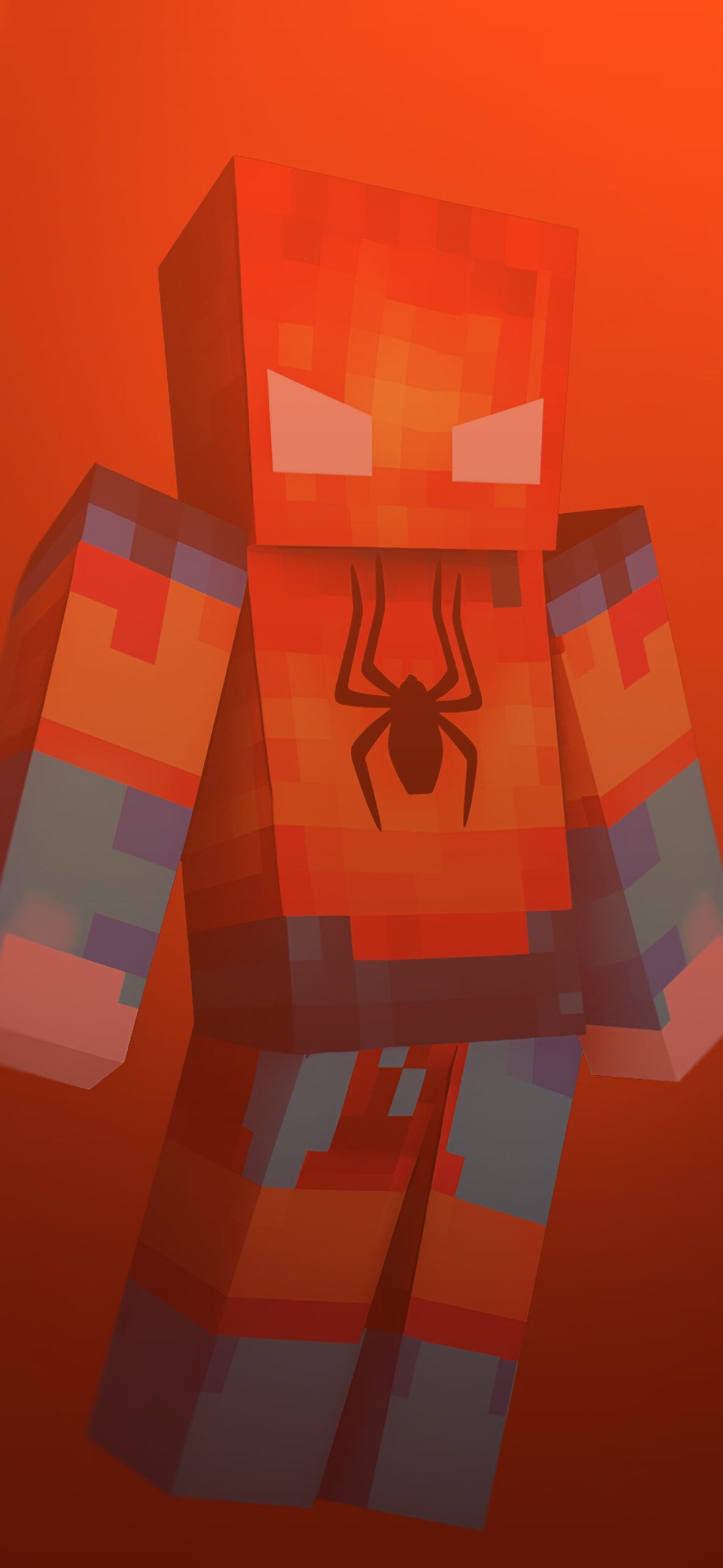 1181x2560 Spider Man Minecraft Art Wallpaper