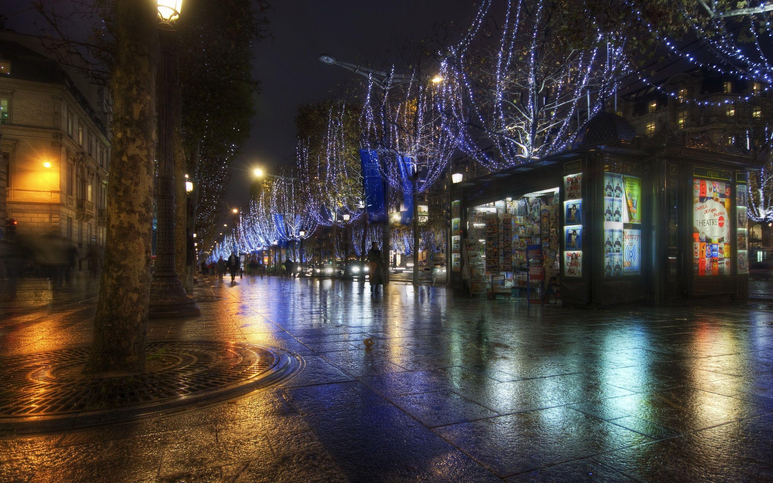 2560x1600 Wallpaper Paris night street, lights, France 2560x1600 HD