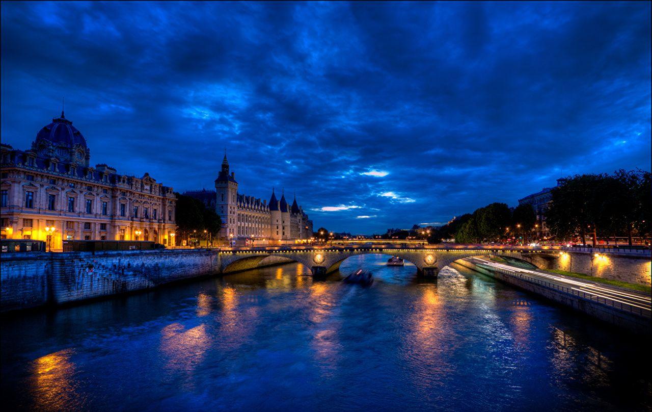 1280x808 Desktop Wallpaper Paris France Canal Bridges Sky river