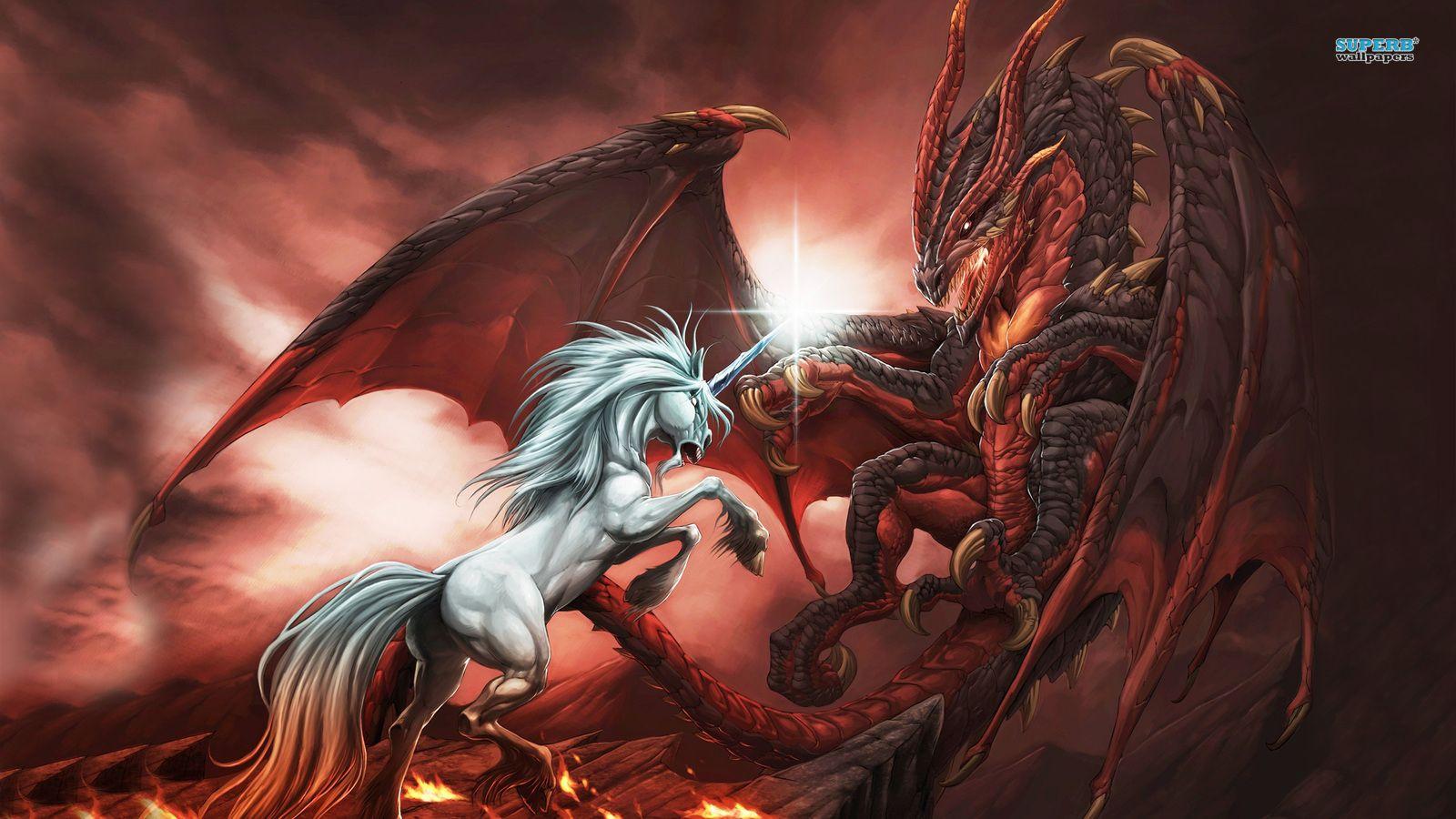 1600x900 Unicorn vs Dragon