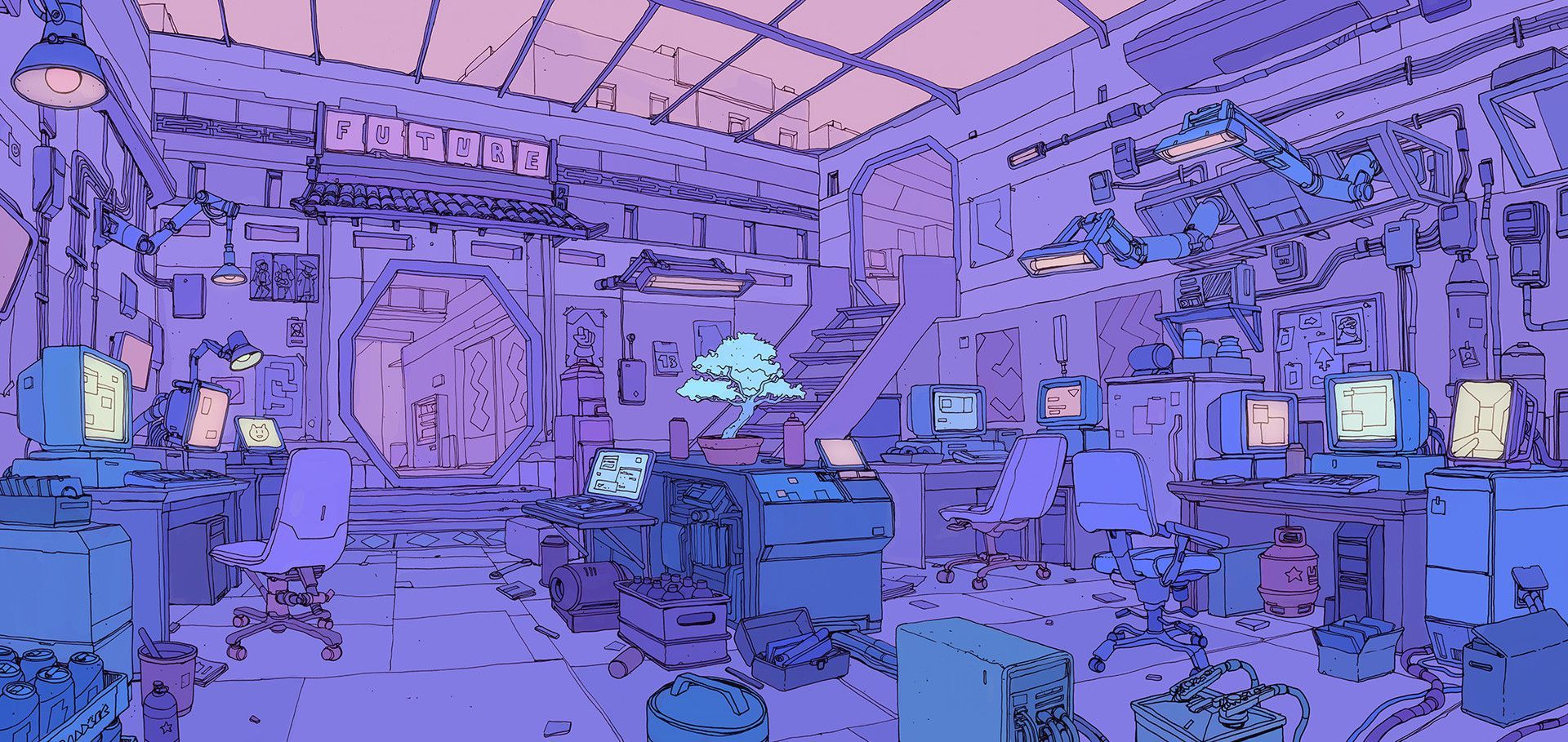 1920x909 Cozy Aesthetic Drawing Wallpaper