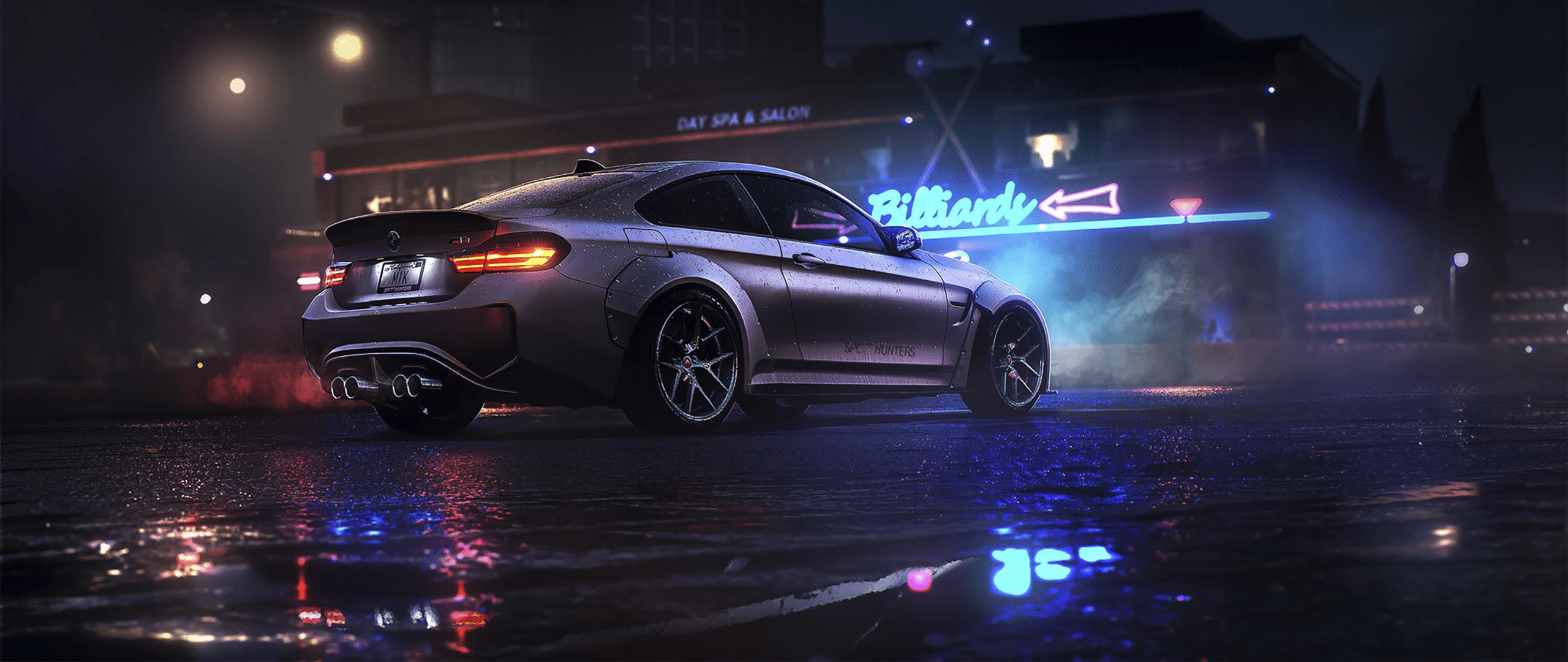 2560x1080 Download 2560x1080 Bmw, Side View, Water Drops, Night, Sport