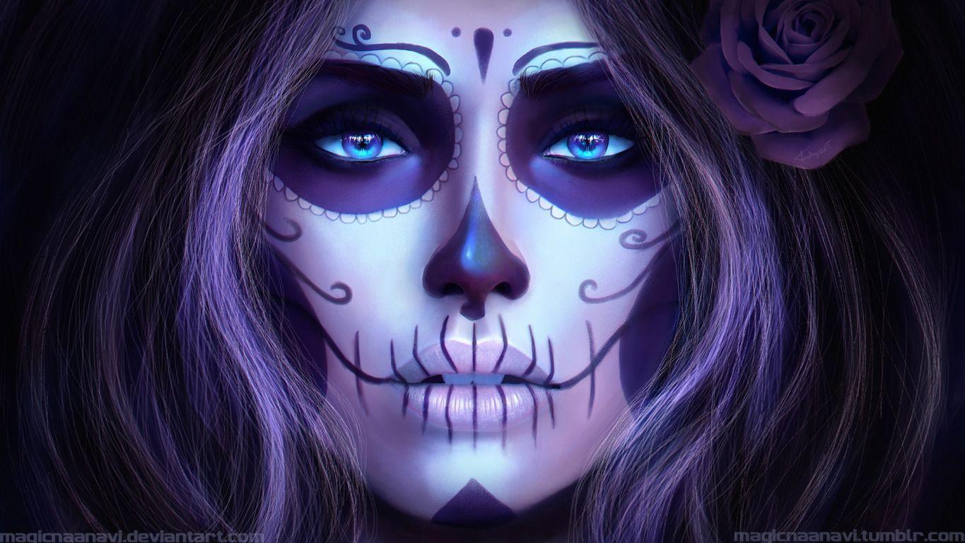 day of the dead girl wallpaper black and white