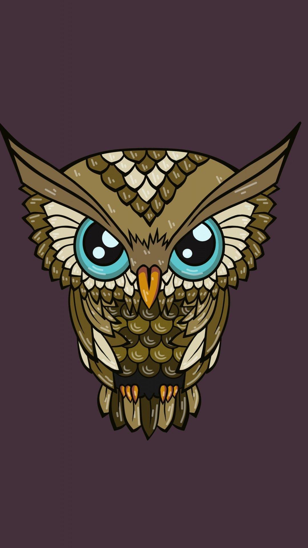 1080x1920 Cute Cartoon Owl Wallpaper