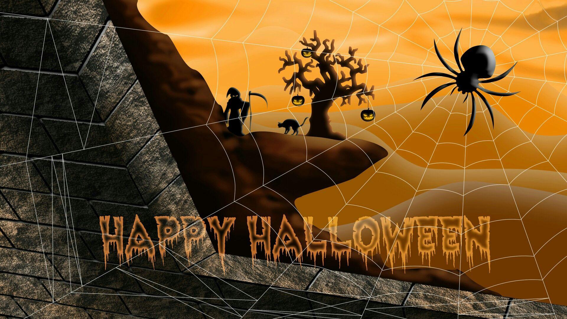 1920x1080 Illustration, Halloween, Pumpkin, Silhouette, Handheld