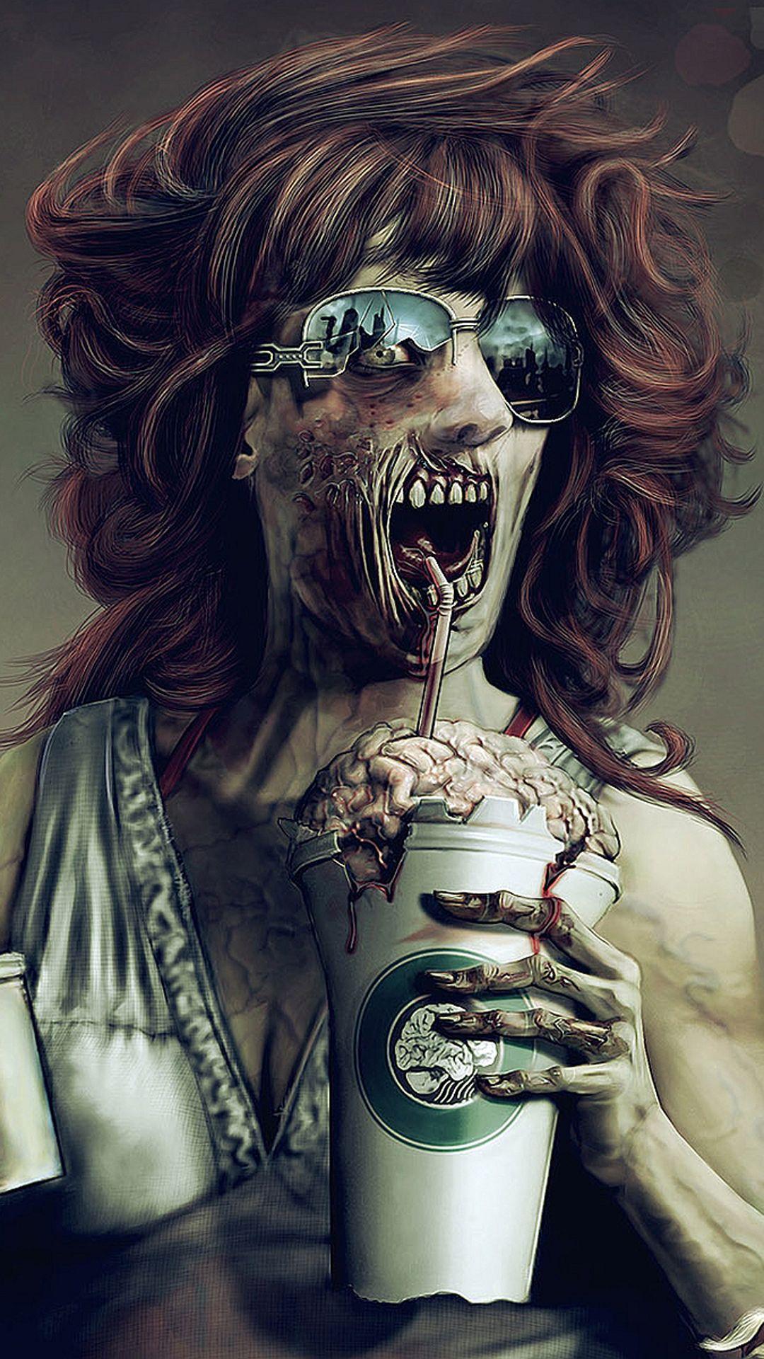 1080x1920 Zombie brain eater Halloween htc one wallpaper, free