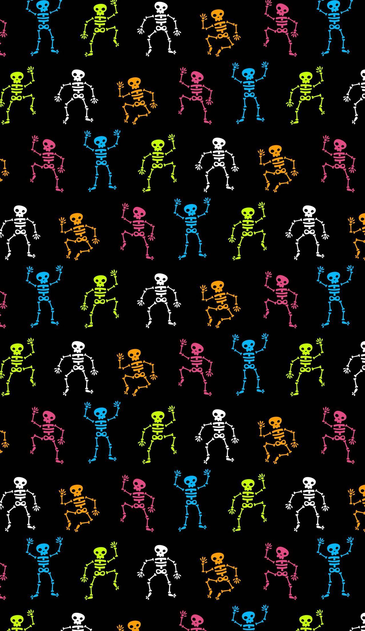 1278x2208 Simple Dancing Skeletons, Halloween Wallpaper. Wallpaper