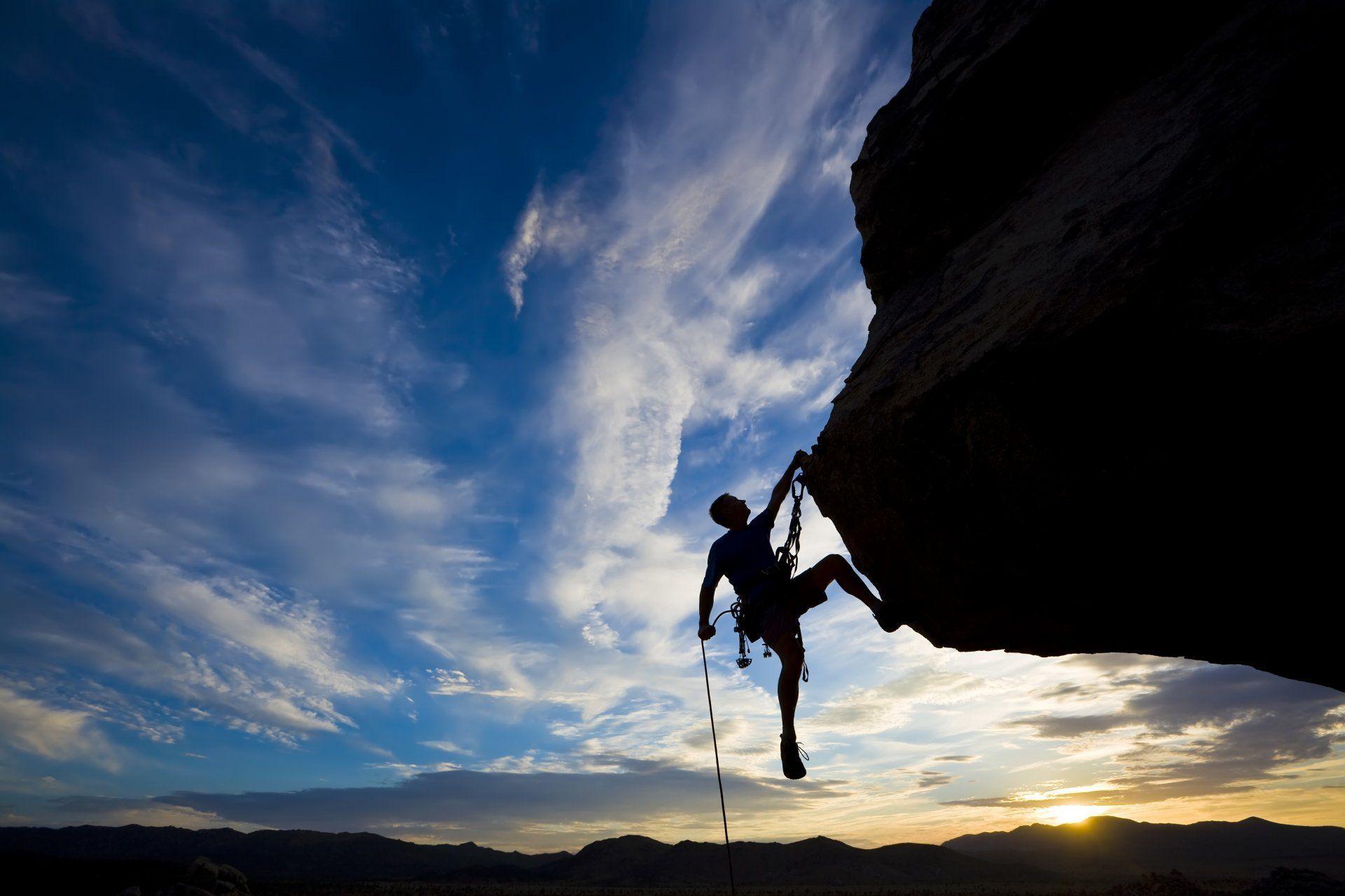 1920x1280 sports extreme mountain climbing sunset sky man HD wallpaper