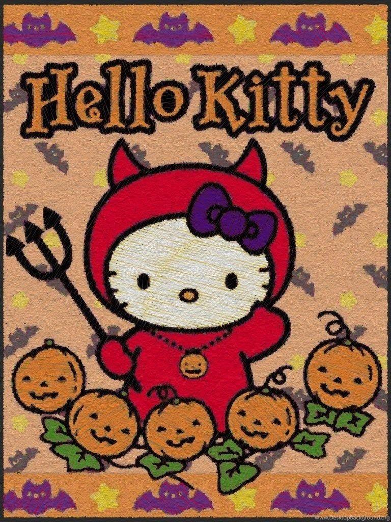 768x1024 Hello Kitty Artistic Halloween Wallpaper For Apple iPad