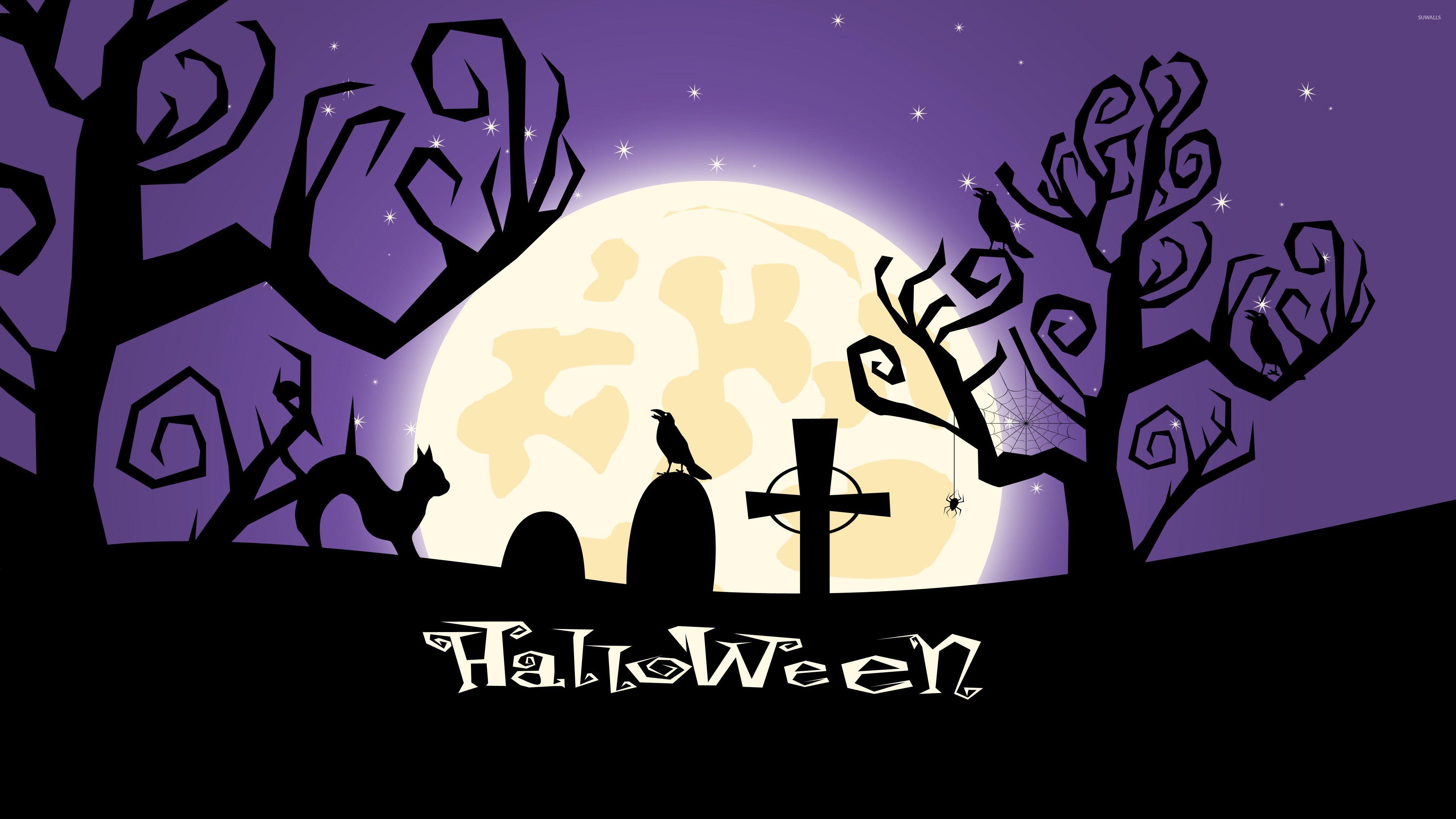 3840x2160 Halloween night in the graveyard wallpaper wallpaper