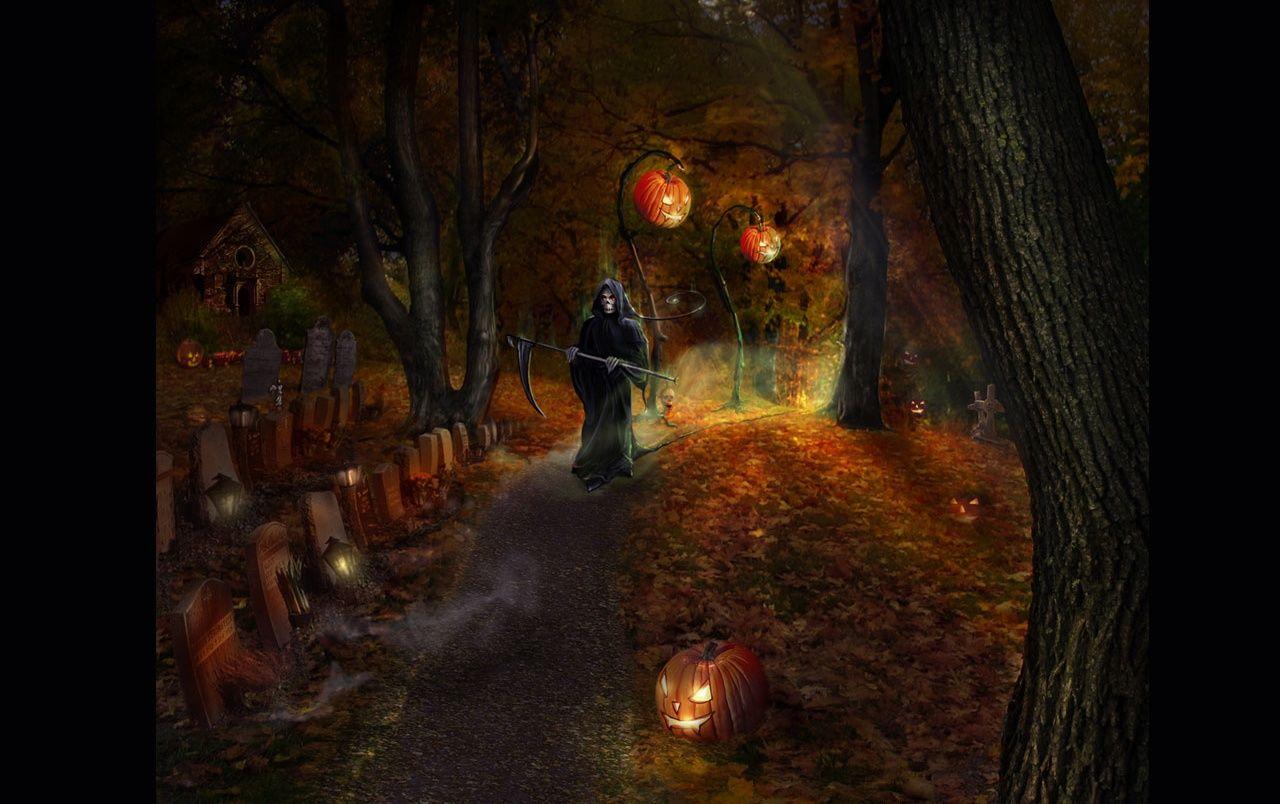 1280x804 Halloween cemetery wallpaper. Halloween cemetery