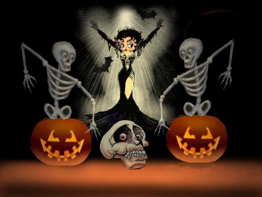 1024x768 Betty Boop Halloween Desktop Wallpaper