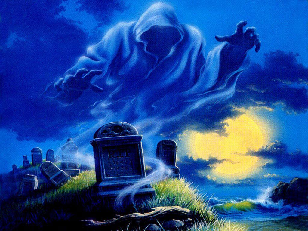 1024x768 Ghost Beach Halloween Wallpaper