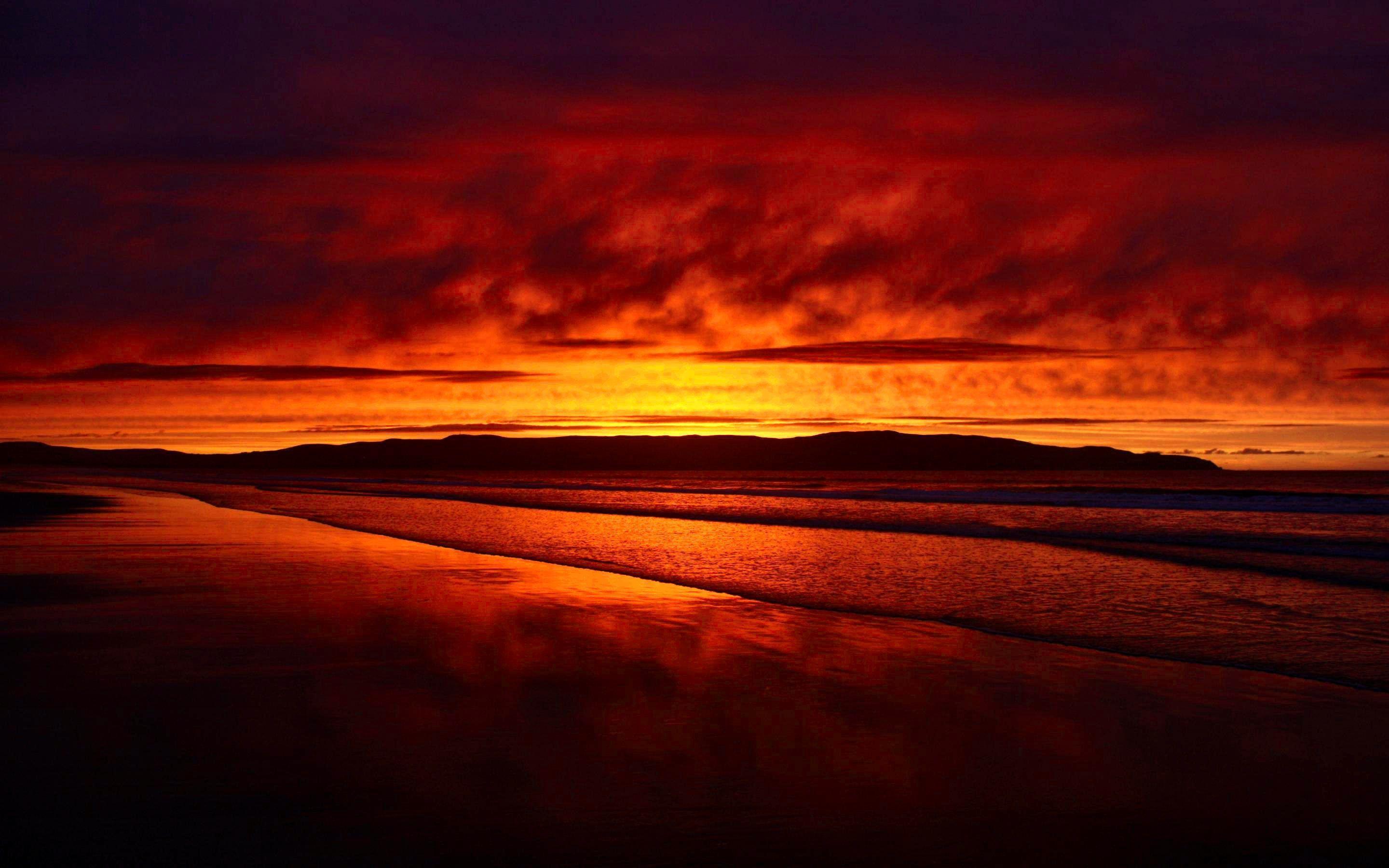 2880x1800 Beach Sunset Wallpaper Background
