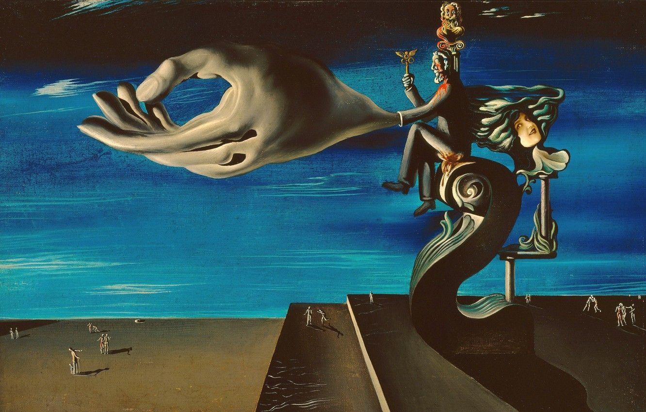 1332x850 Wallpaper surrealism, picture, Hand, Salvador Dali, Salvador
