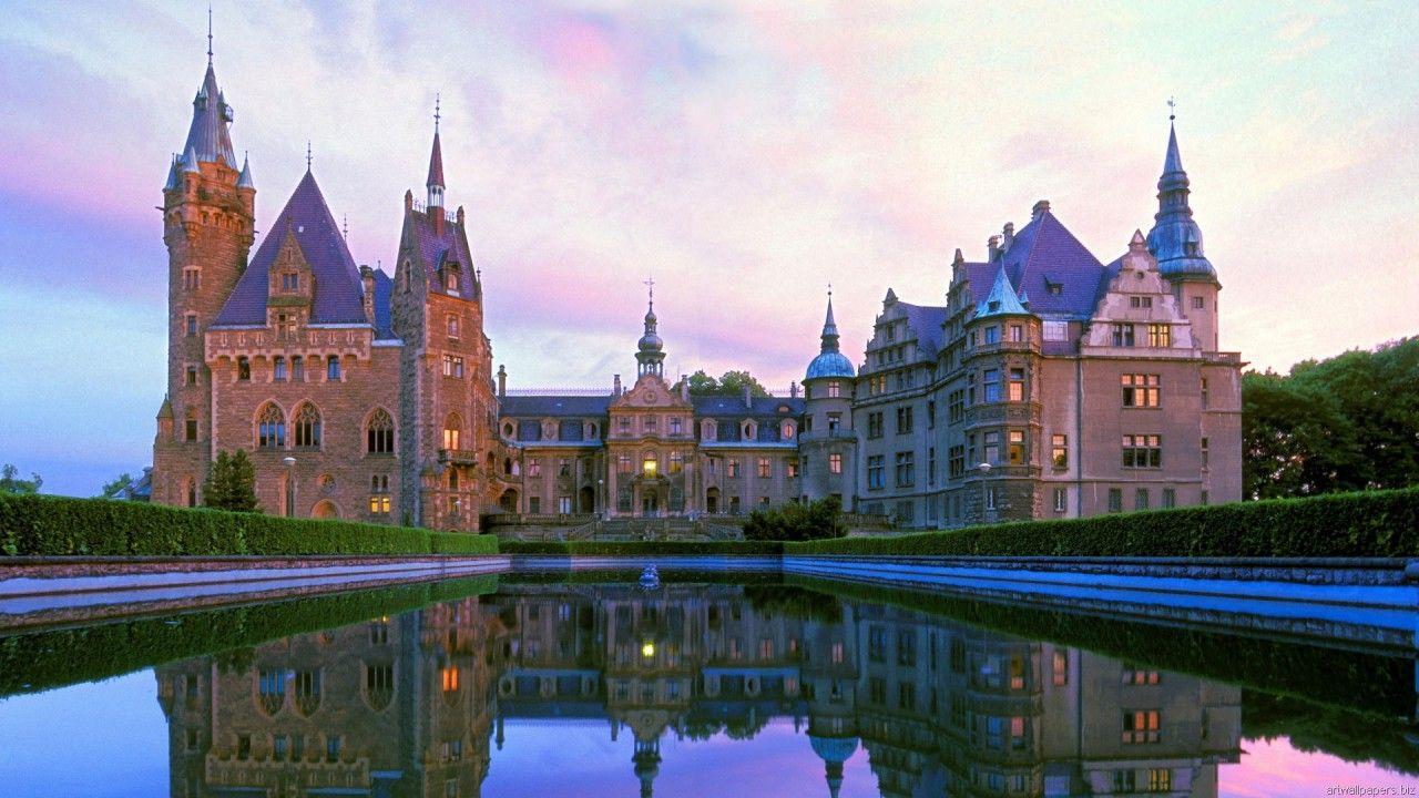1280x720 Moszna Castle Poland wallpaper. Moszna Castle Poland stock