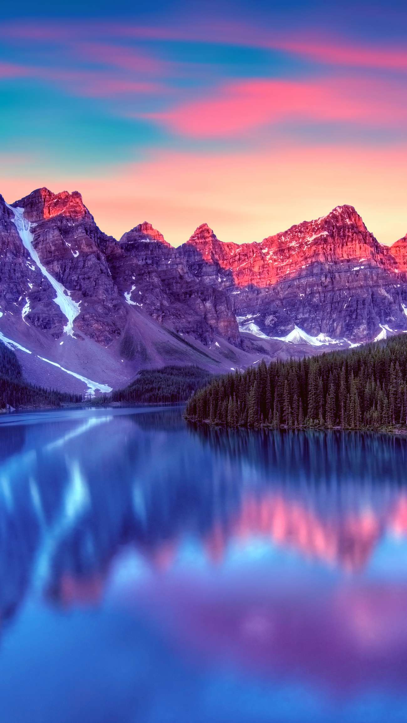 1299x2309 Canada Lake Blue Nature Snow Mountains Hình Nền iPhone