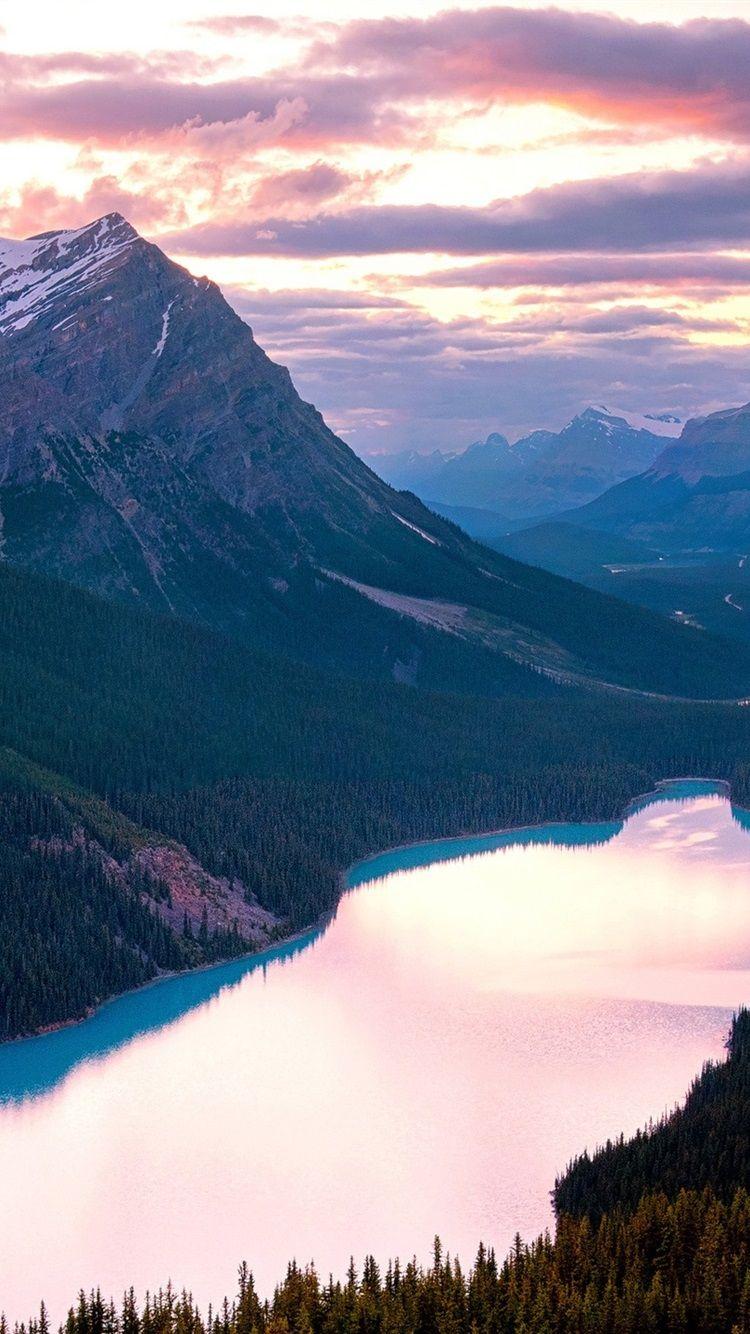750x1334 Canada, Vườn quốc gia Banff, Hồ, núi, hoàng hôn