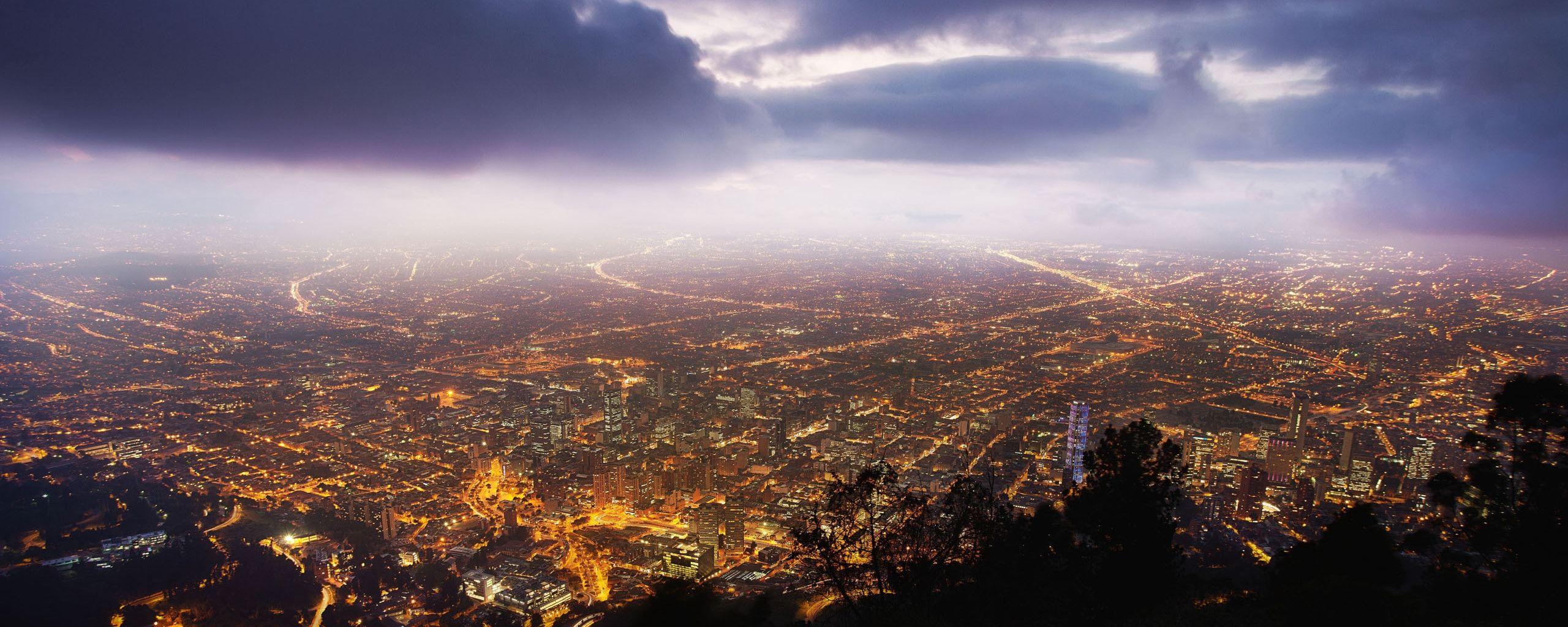 2560x1024 Download wallpaper 2560x1024 bogota, colombia, night, view