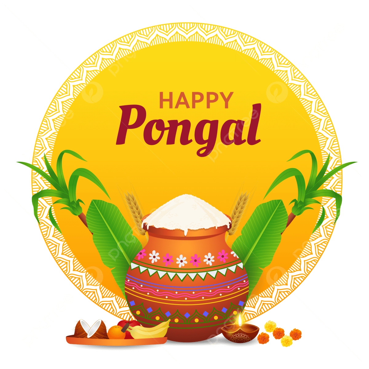 1200x1200 Pongal Festival Greeting PNG