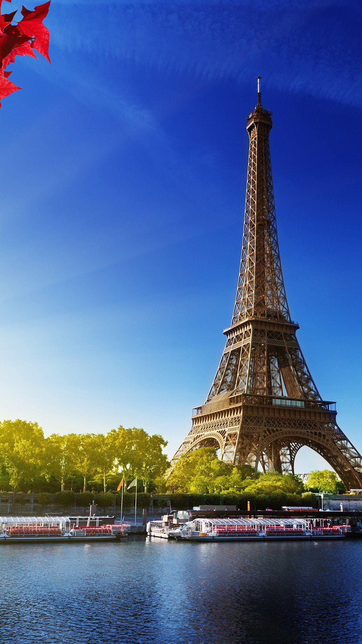 1242x2208 iPhone7 wallpaper. sky blue eiffel
