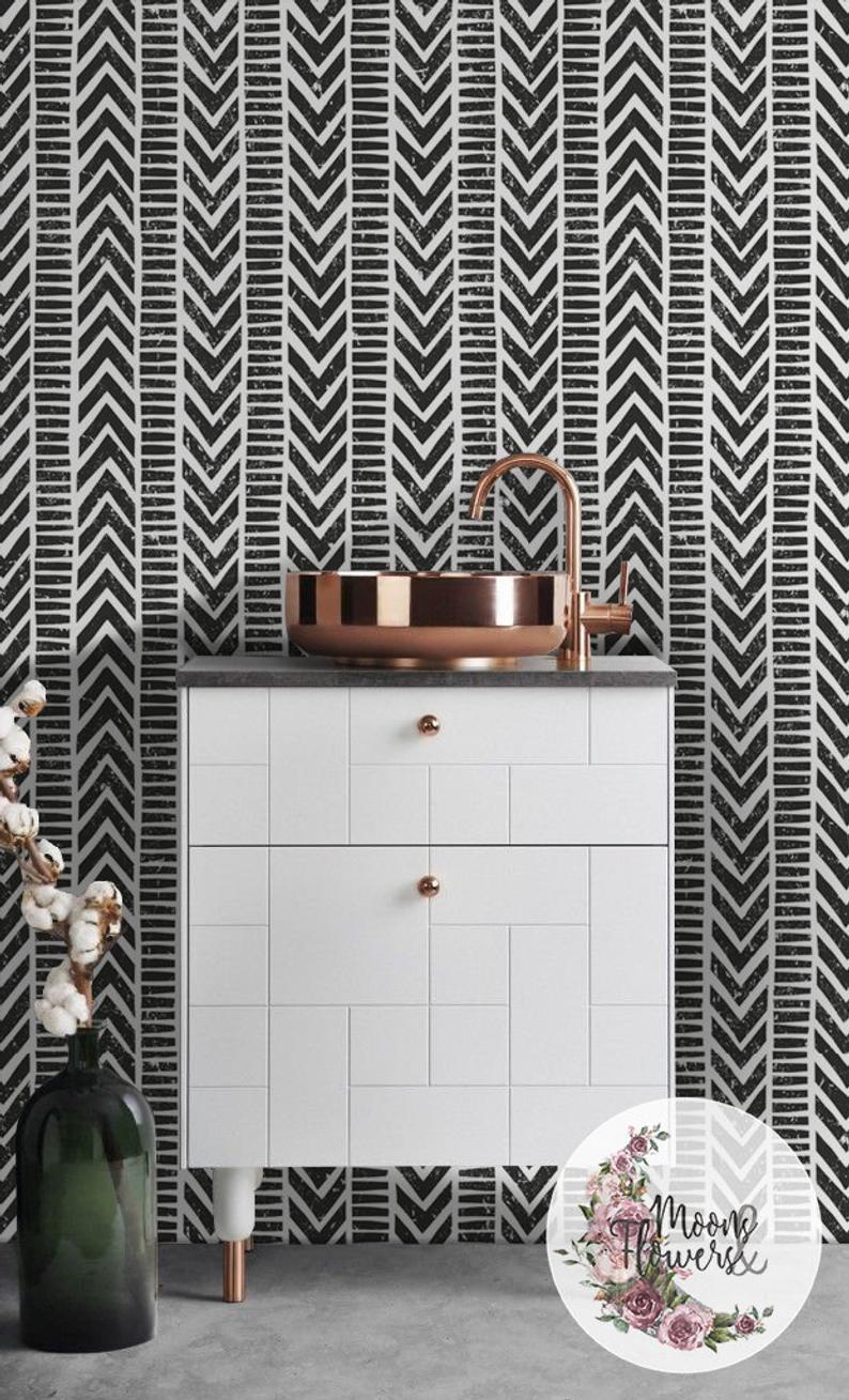 794x1309 Tribal Pattern removable wallpaper, Geometric wall mural, Simple wall decor, Peel and stick, Removable, Repositionable, Reusable MAF035