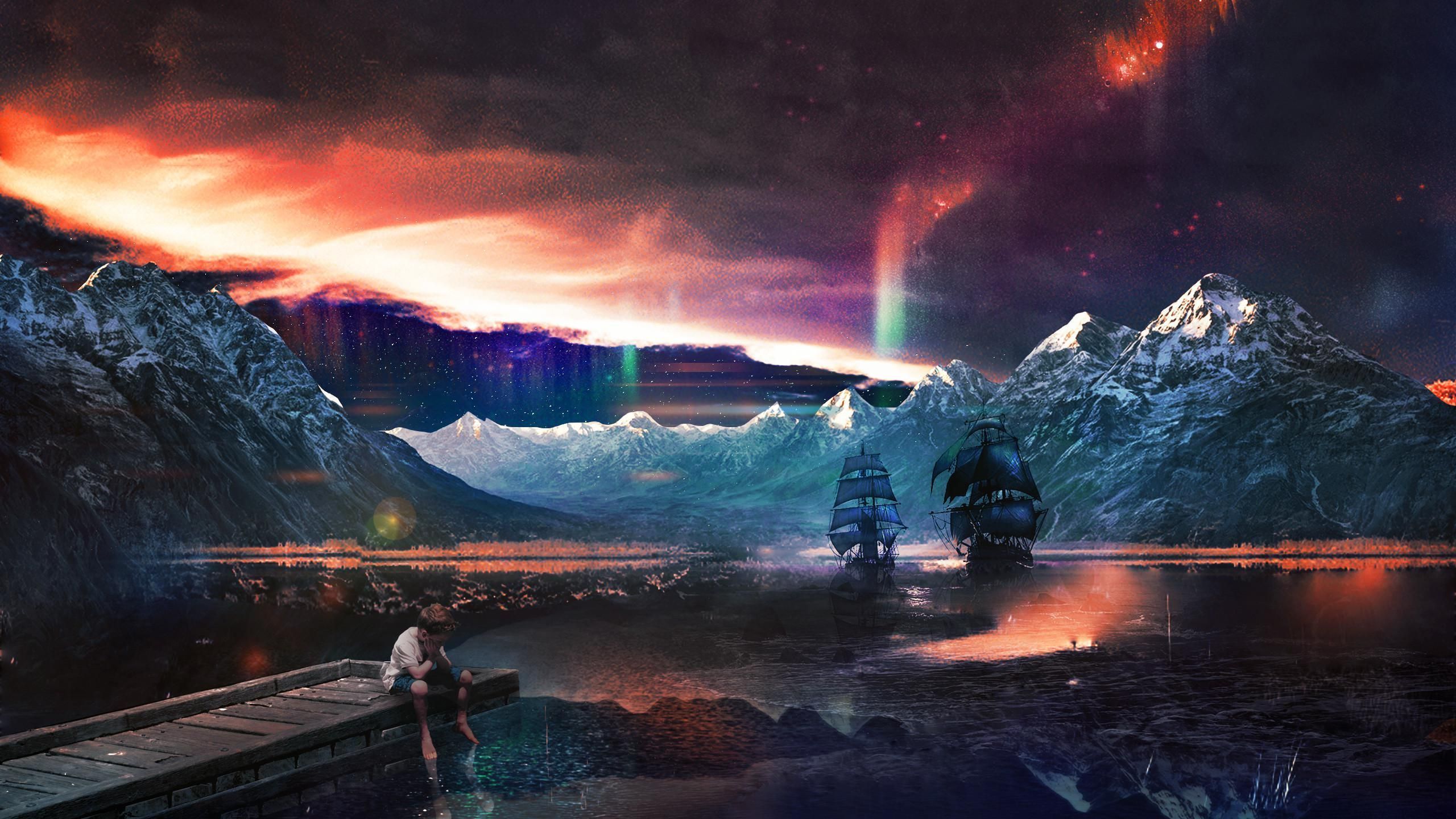 2560x1440 Lone Wolf in Fantasy World 2560x1440