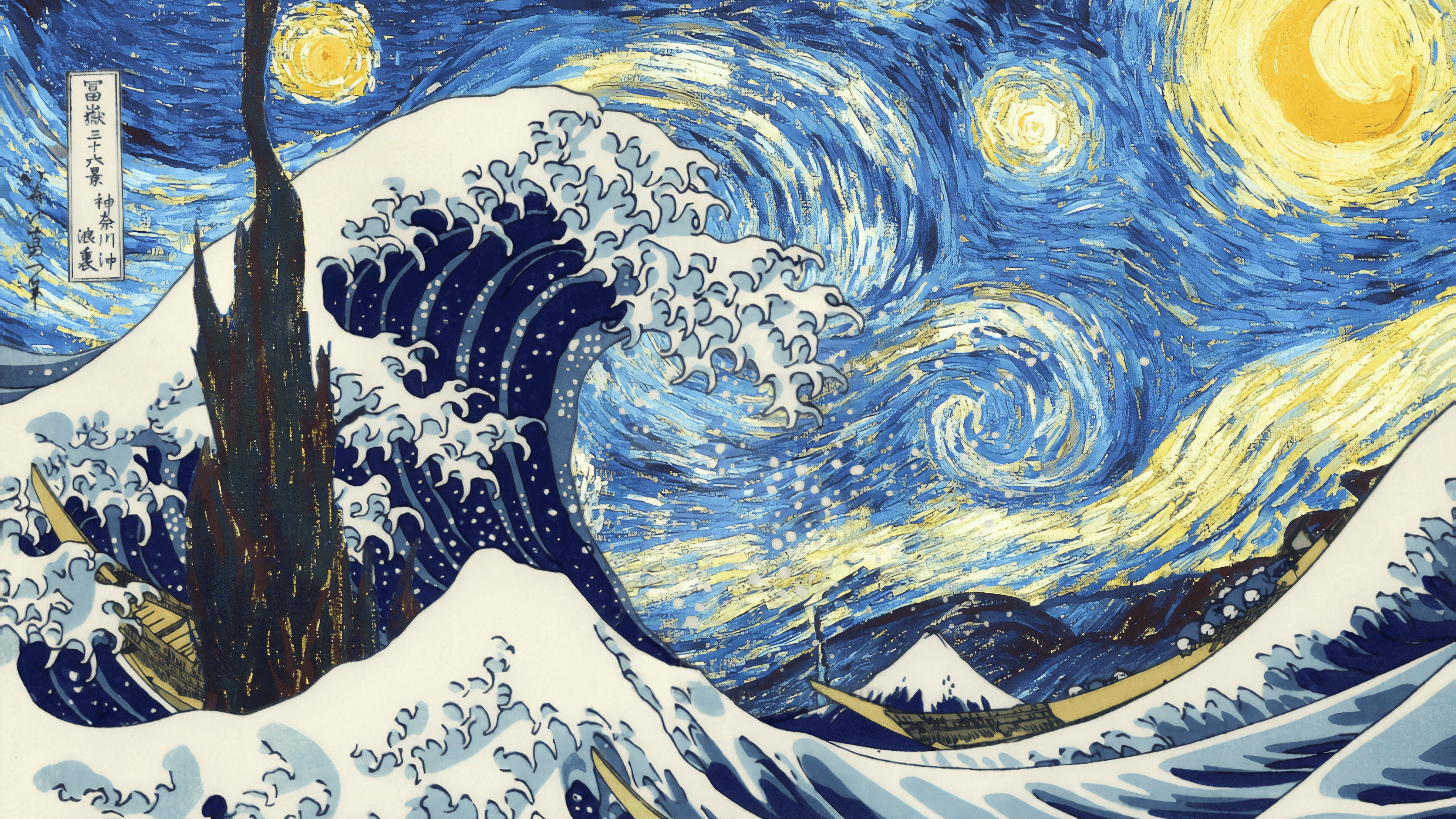 3840x2160 The Great Starry Wave Of Kanagawa [3840x2160]