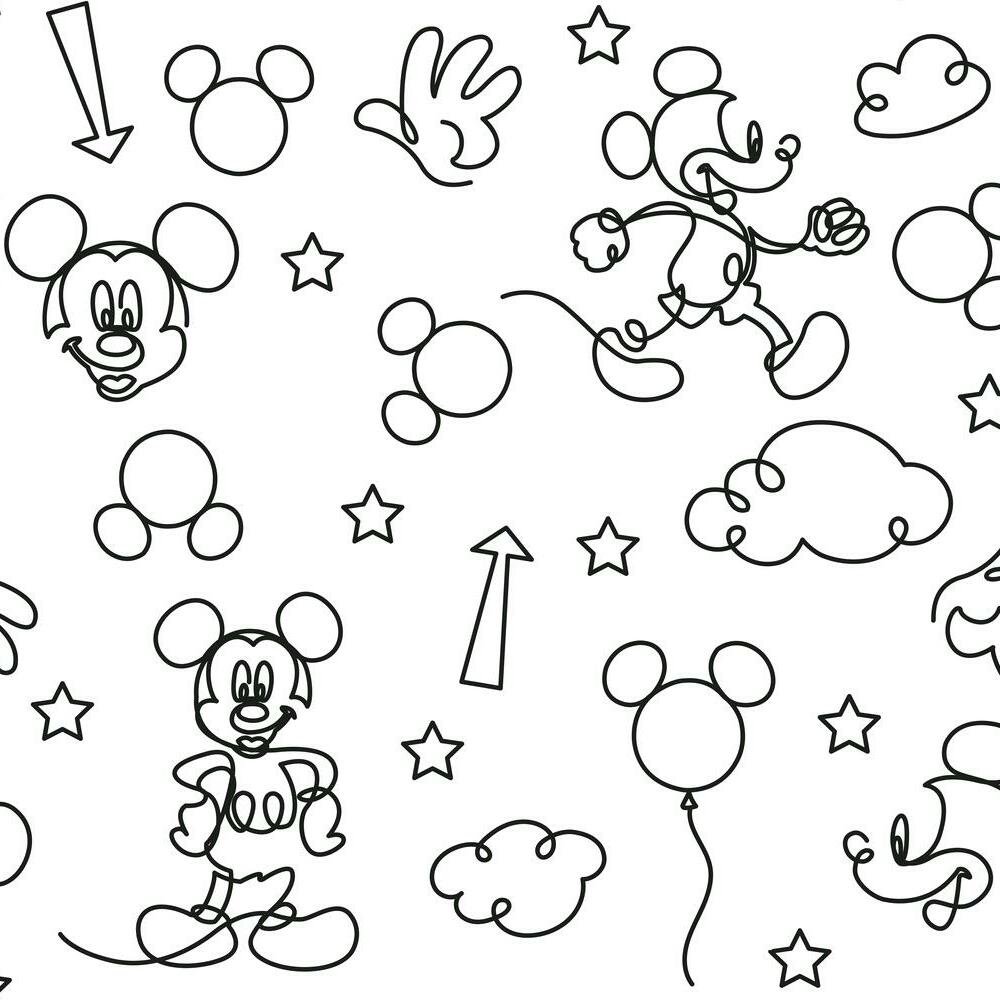 1000x1000 Mickey Mouse Line Art Peel and Stick