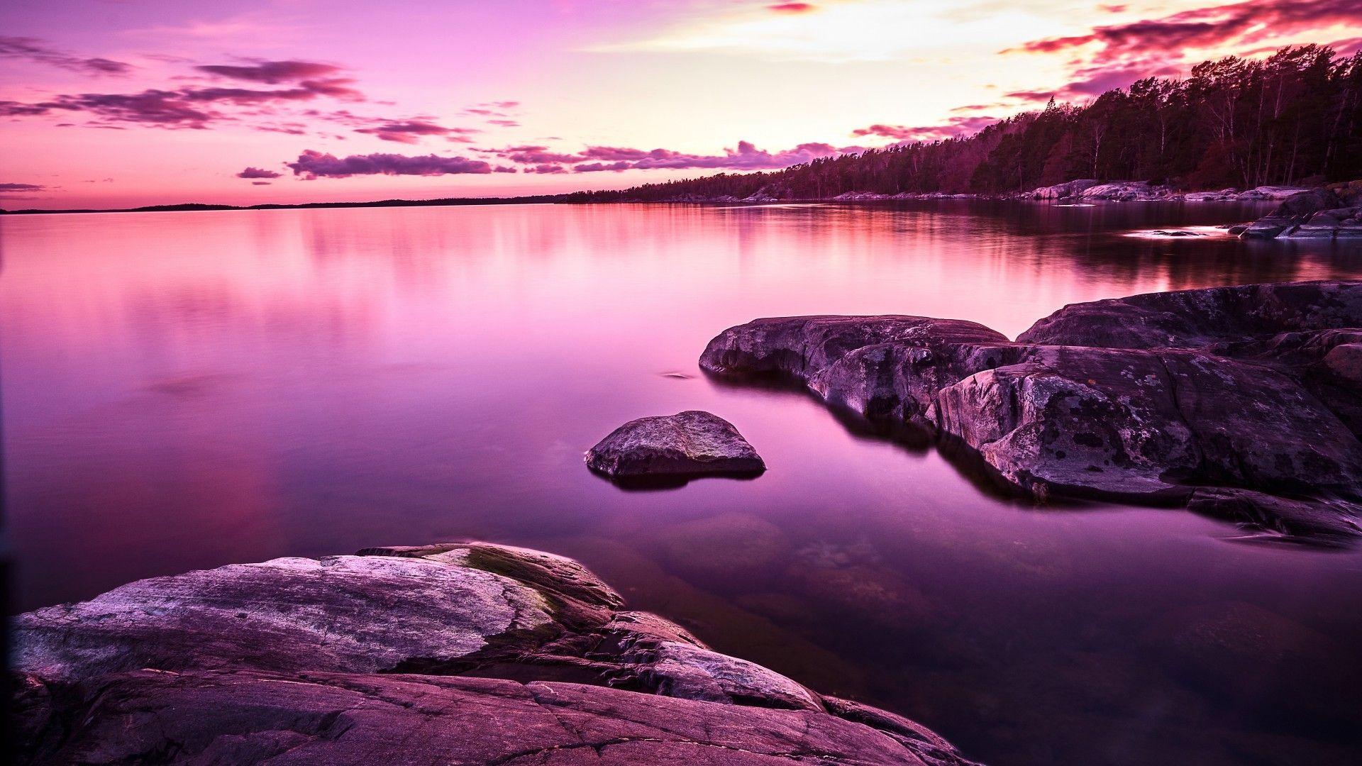 1920x1080 Download 1920x1080 Purple Sky, Horizon, Sunset, Scenic