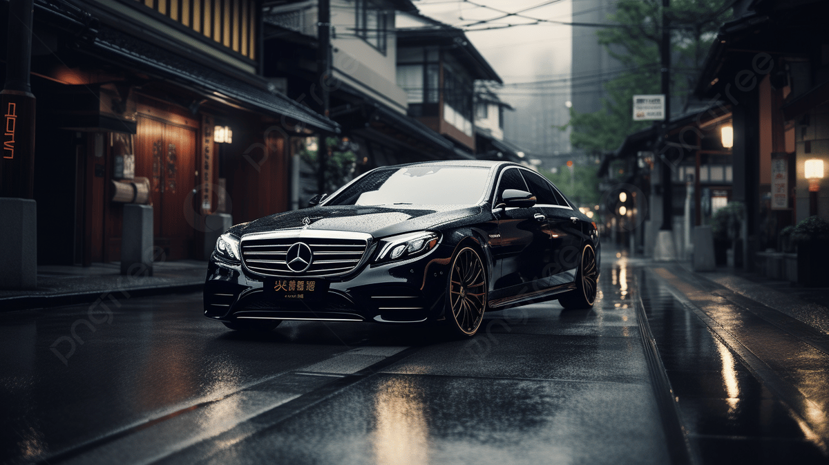 1200x673 Black Luxury Mercedes In A Rainy Town
