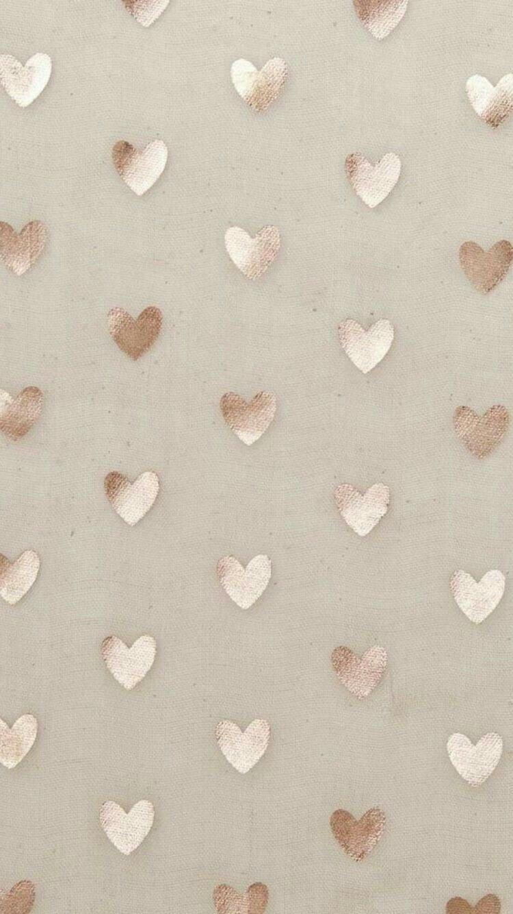 750x1334 Beige gold simple heart phone wallpaper. Objek gambar, Kertas dinding