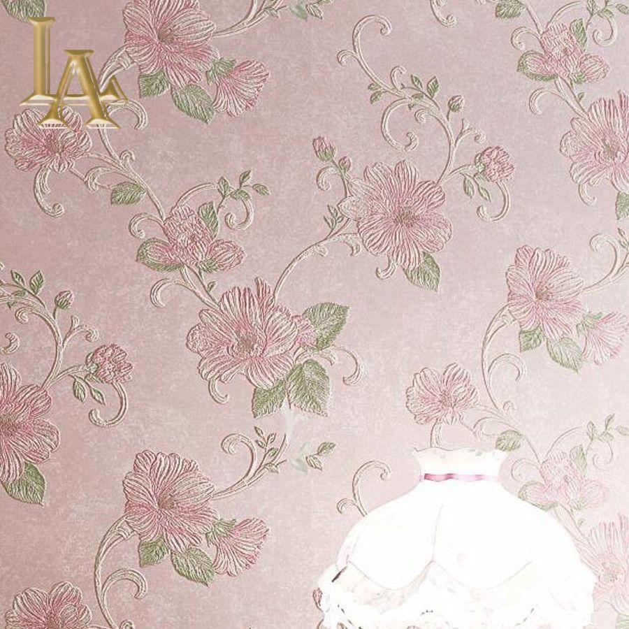 900x900 Warm Pastoral Flower Pattern Wedding Room Girl Kids Room Wallcoverings Romantic Embossed Floral Wallpaper Pink Beige Blue. Wallpaper