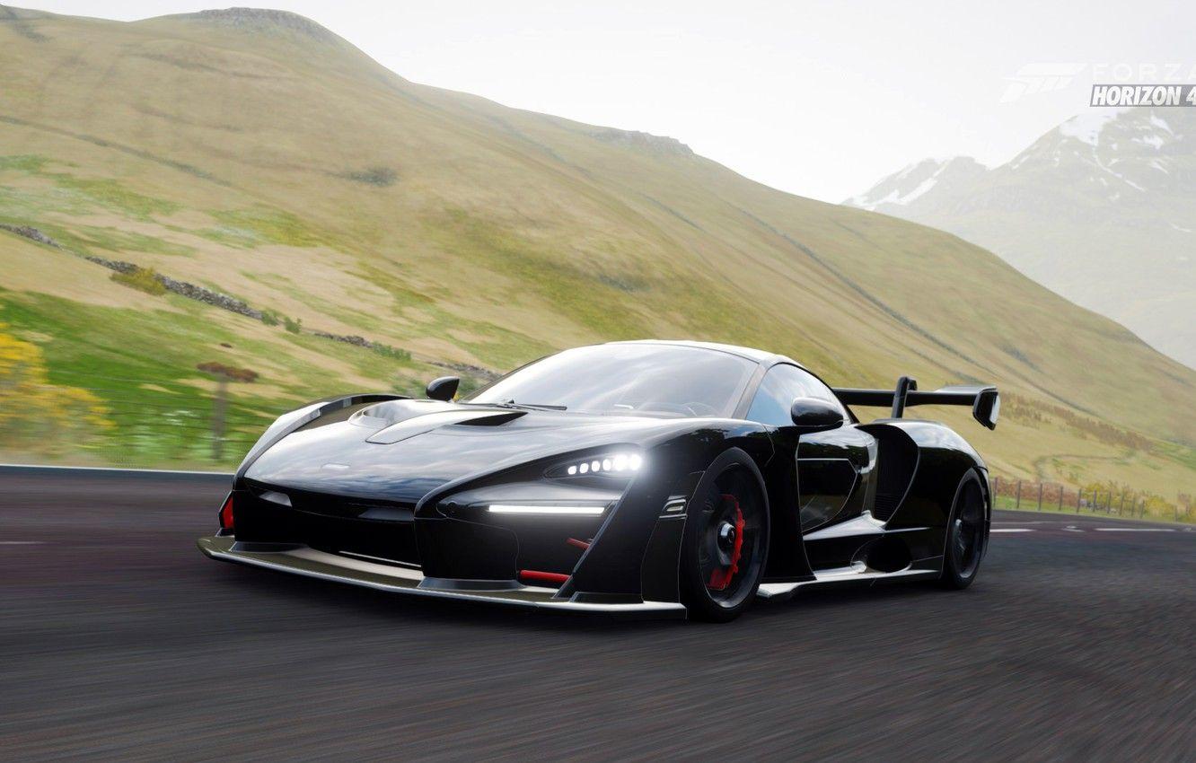 1332x850 Wallpaper mountains, supercar, Forza Horizon McLaren