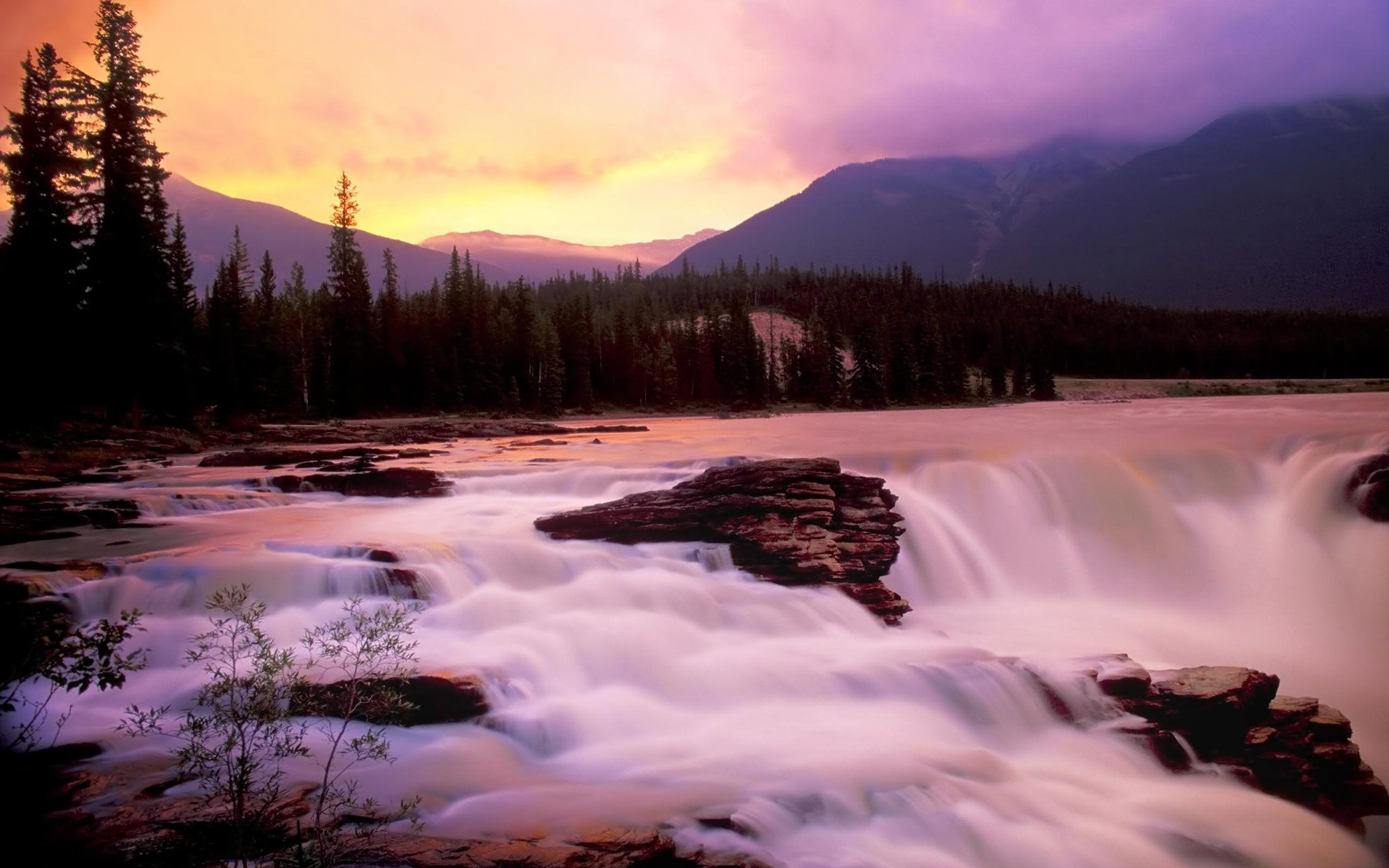 2560x1600 Waterfall Sunset Desktop #Wallpaper