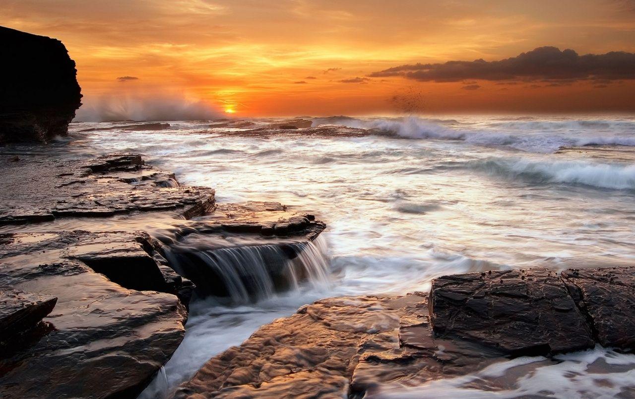 Sunset Waterfall Wallpapers - Top Free Sunset Waterfall Backgrounds ...