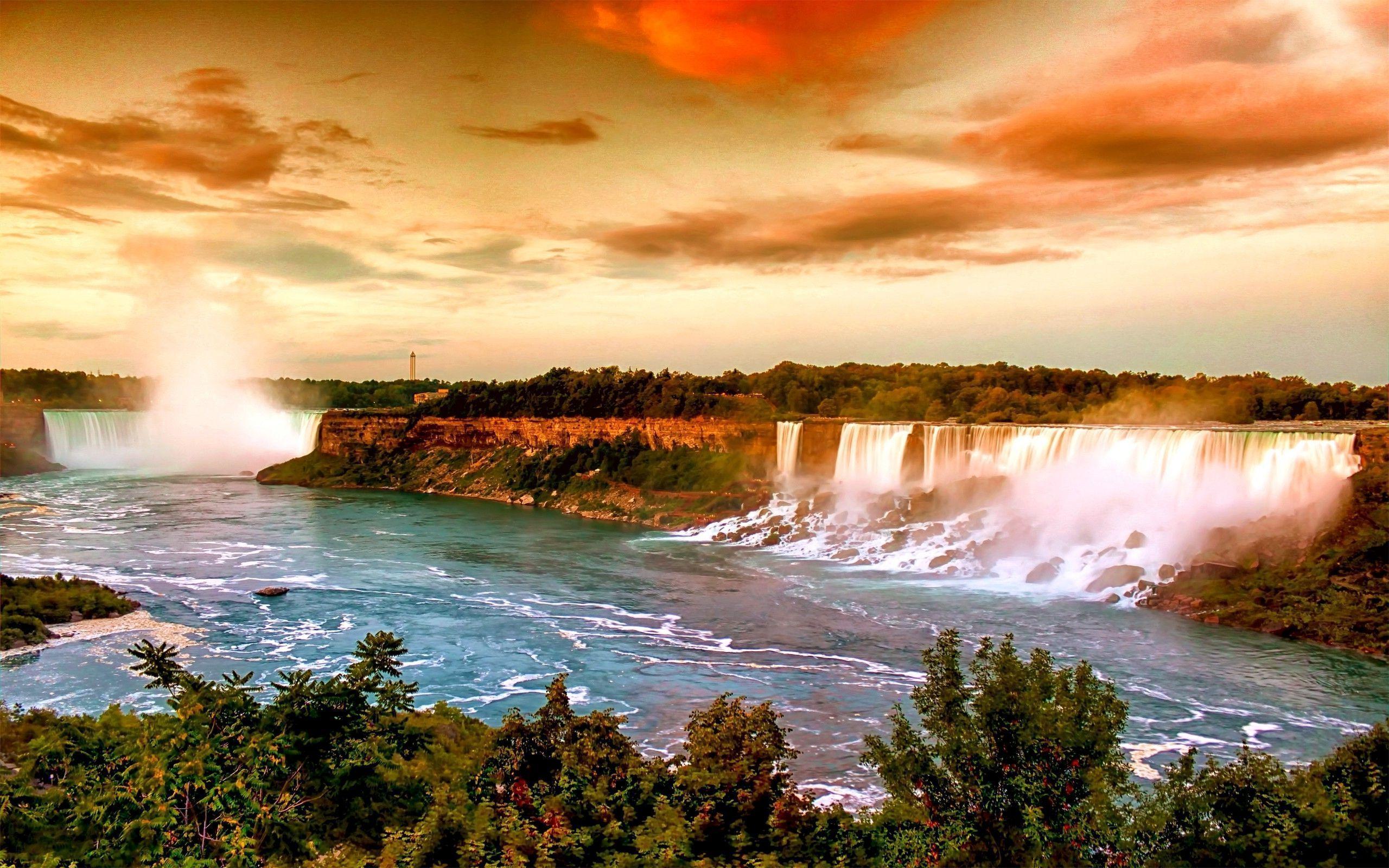 Sunset Waterfall Wallpapers - Top Free Sunset Waterfall Backgrounds ...