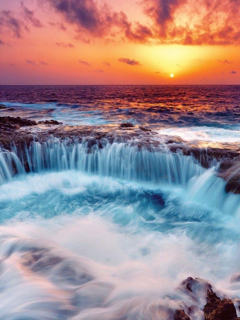 Sunset Waterfall Wallpapers - Top Free Sunset Waterfall Backgrounds ...