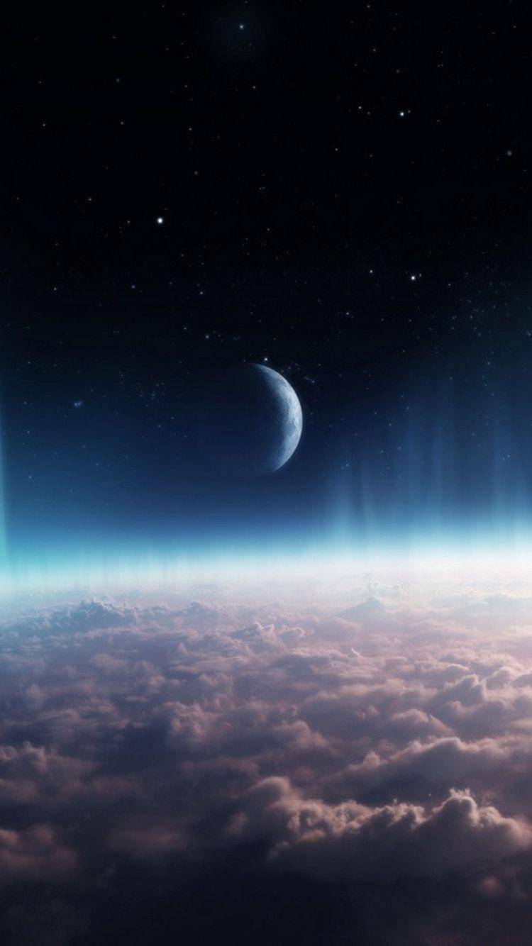 750x1334 Crescentic Moon Over Thick Atmosphere Clouds iPhone 6