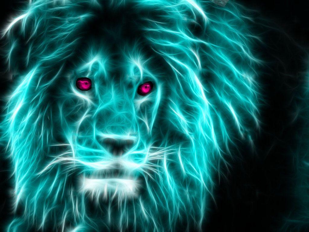 1024x768 Free download Neon Lion by TheFerraci [1024x768]