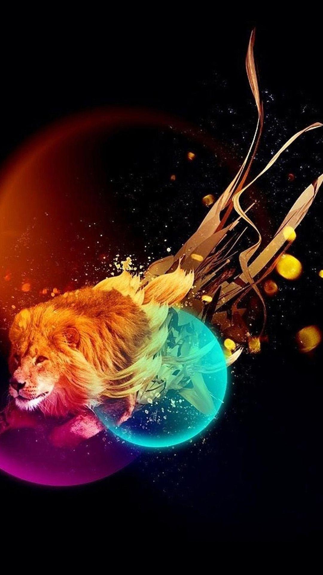 1080x1920 Colorful Lion Wallpaper